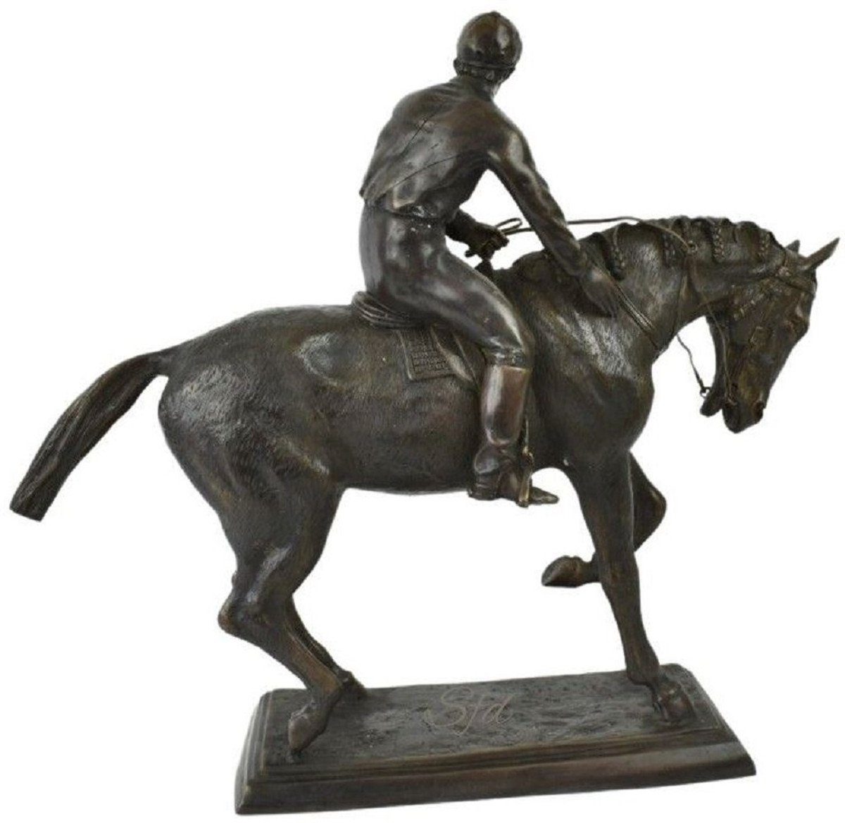 Skulptur Deko - Bronze - Jockey H. x Casa Bronze Qualität Dekofigur Deko 58 - Deko Skulptur Bronze Schreibtisch Luxus Deko Padrino Padrino Pferd - 53 Luxus Figur auf cm Wohnzimmer 19 x Casa Deko -