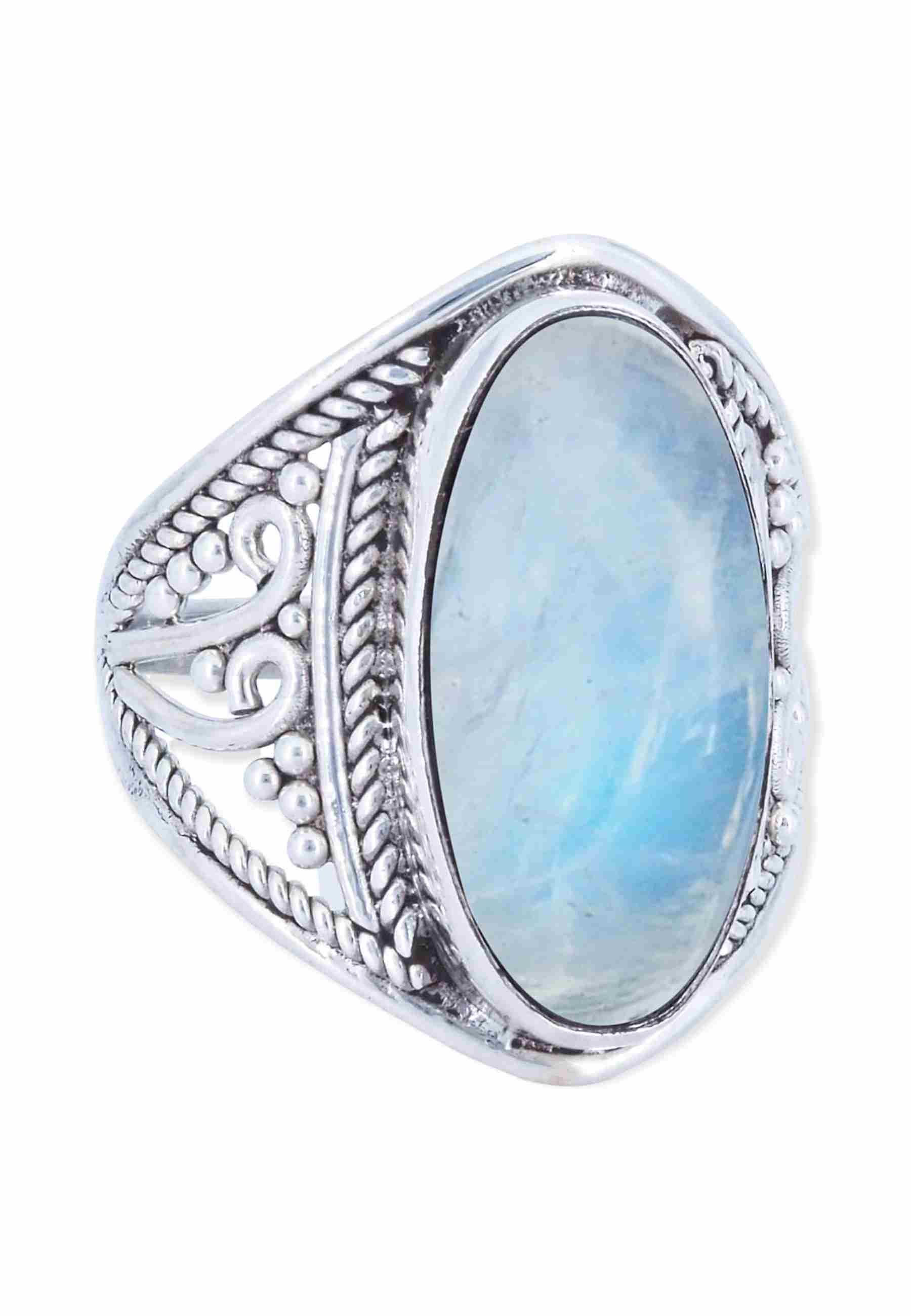 mantraroma Silberring DAHAB oval groß aus 925 Silber mit Regenbogen Mondste günstig online kaufen