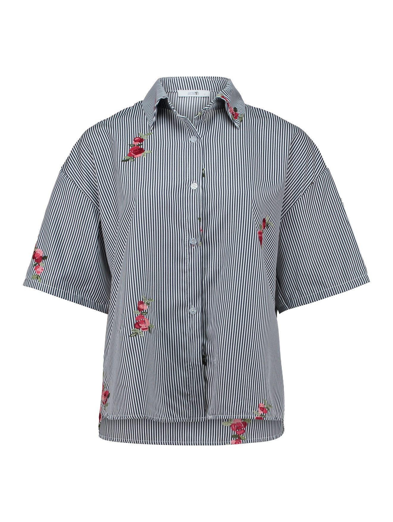 HaILY’S Kurzarmbluse SS P BL Gi44na 8435 navy stripe flowers