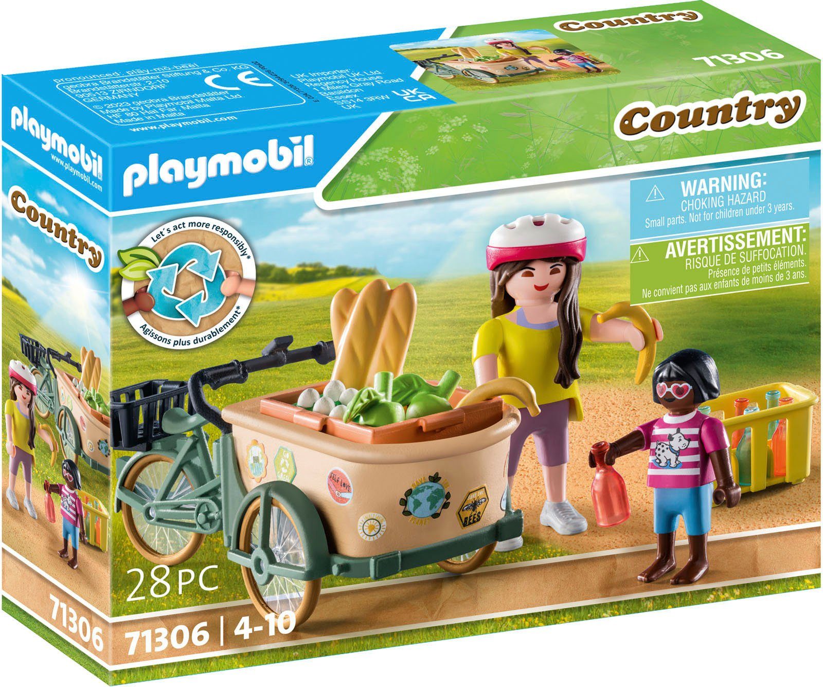 Playmobil® Konstruktions-Spielset Lastenfahrrad (71306), Country, (28 St), teilweise aus recyceltem Material; Made in Europe