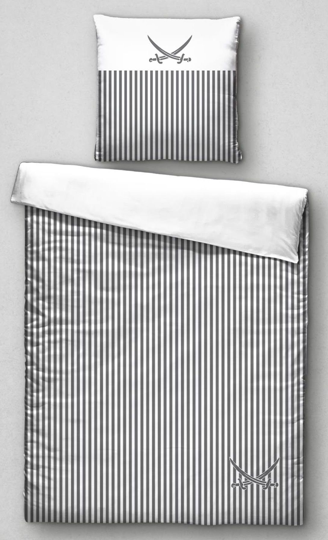 Sansibar Sylt Bettwäsche Bettwäsche SANSIBAR Satin BL 135x200 cm grau Bettbezug Bettzeug