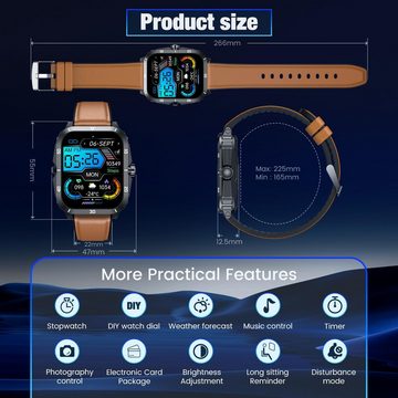NONGAMX Fitness Tracker Herren's Telefonfunktion Smartwatch (2 Zoll, Android/iOS), mit Blutdruckmessung Schrittzähler Sport Modus Herzfrequenz