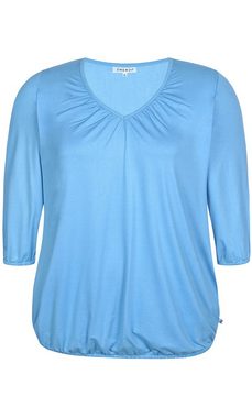 Zhenzi 3/4-Arm-Shirt Shirt A-Linie mit V - Ausschnitt blau