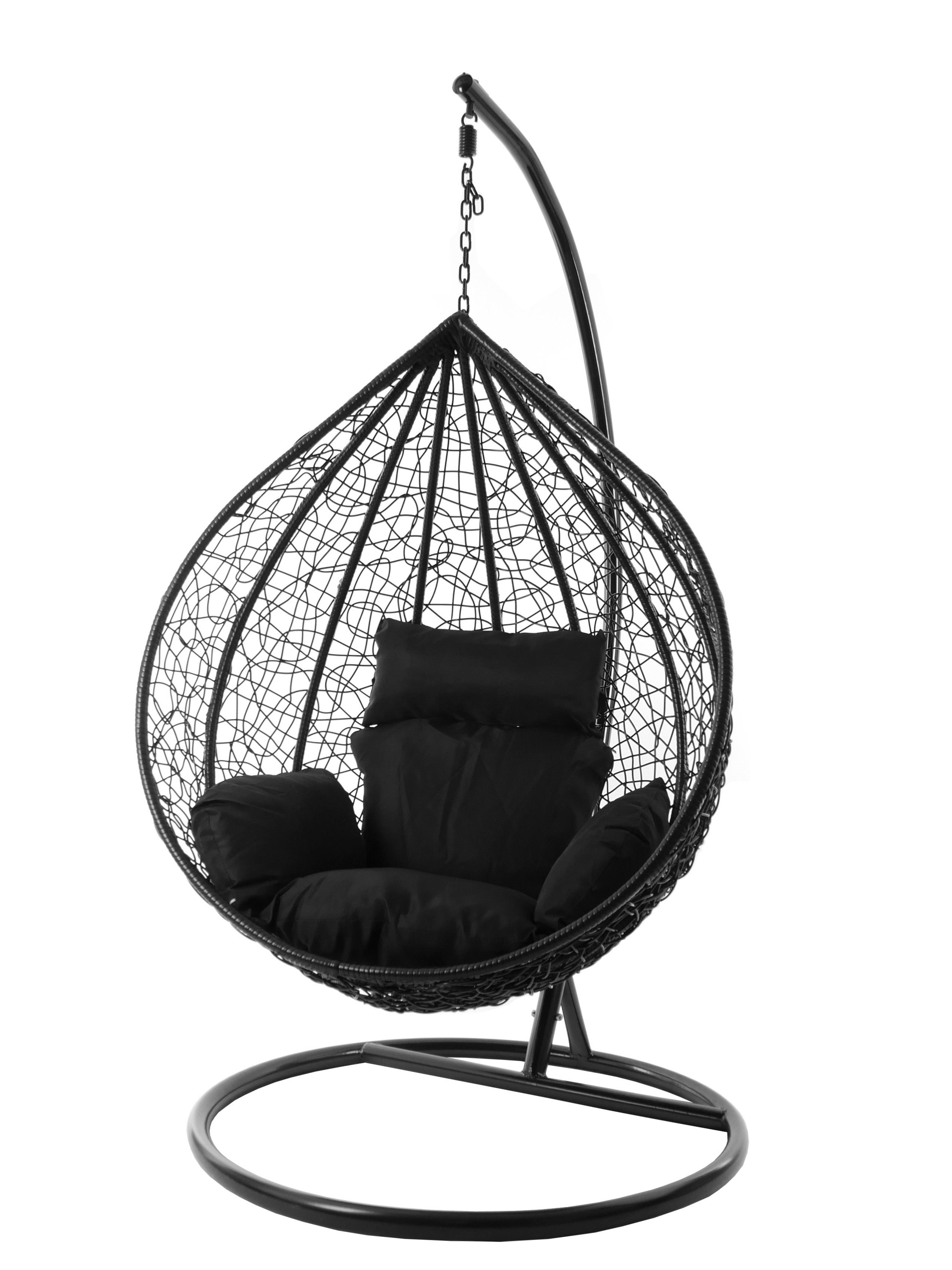 KIDEO Hängesessel Hängesessel schwarz, black) Chair, edel, und MANACOR Gestell verschiedene Nest-Kissen, Swing XXL Kissen inklusive, (9999 Farben schwarz