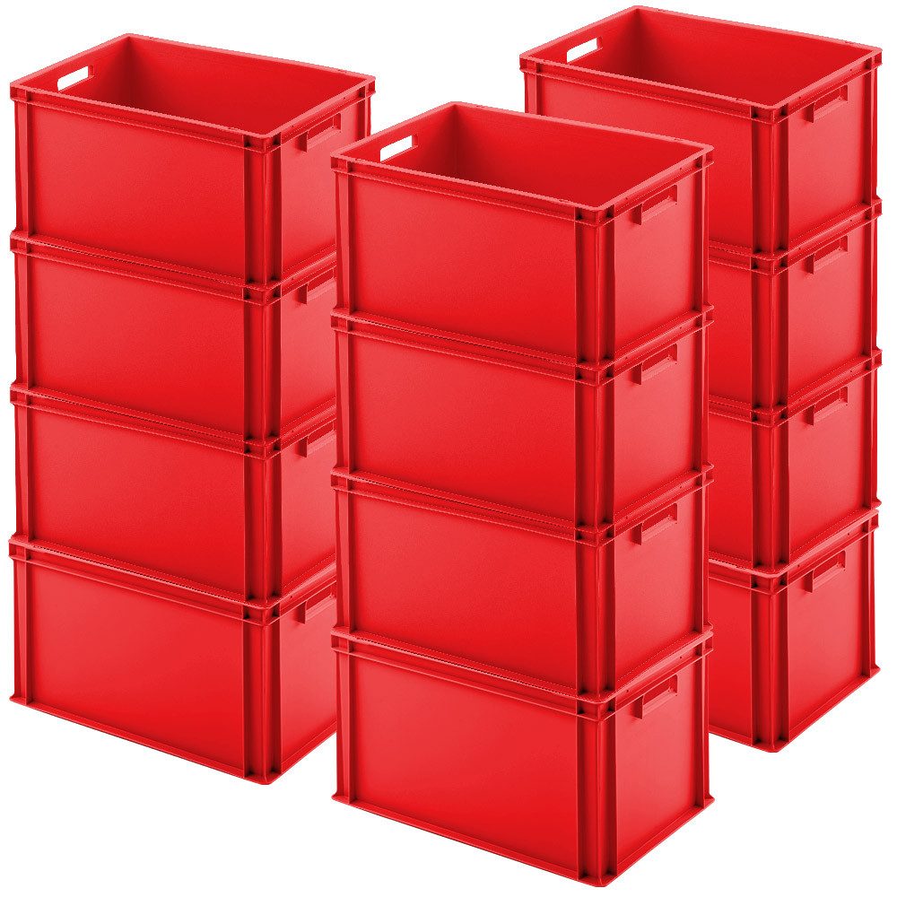 BRB-Lagertechnik Stapelbox 12x Euro-Stapelbehälter, LxBxH 600x400x320 mm, Idealer Lager- und Transportbehälter für Industrie und Handwerk