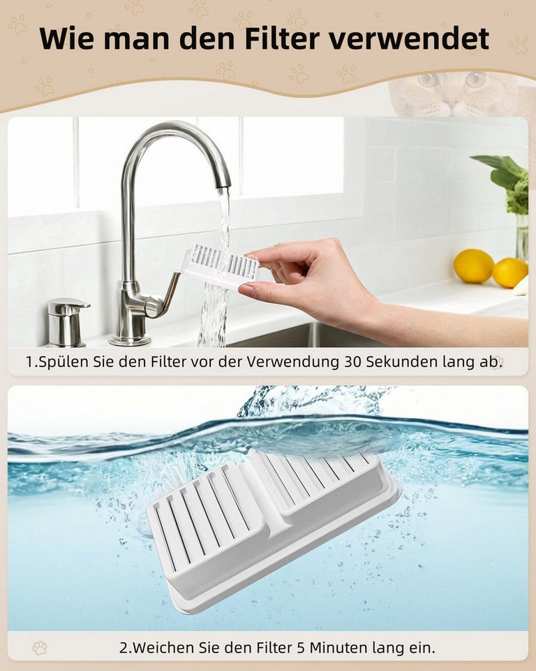 Thumbnail - PUPPY KITTY Trinkbrunnen 6x Ersatzfilter Aktivekohlefilter für Katzen Hunde Trinkbrunnen, Wasser Brunnen Wasserspender +...