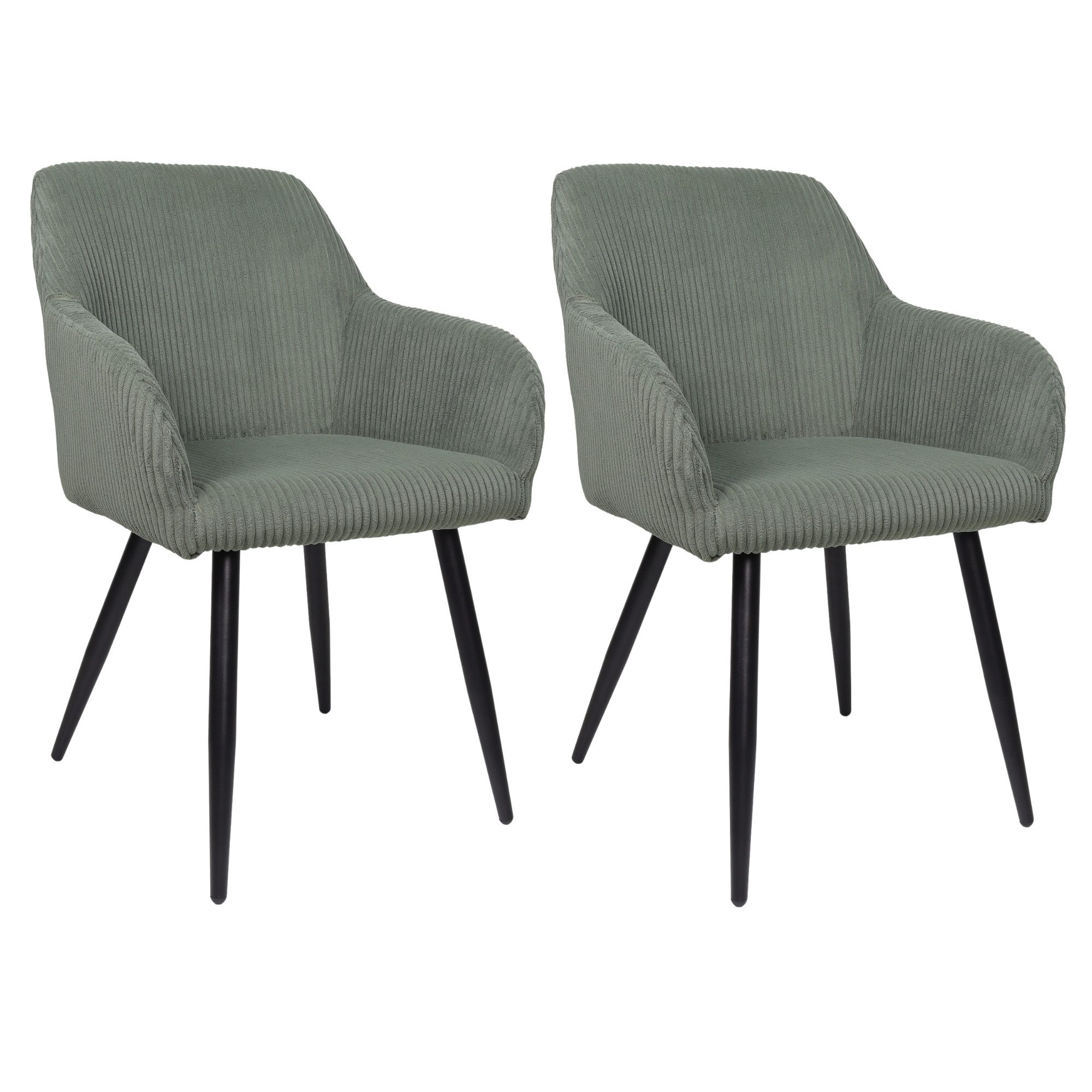 Albatros International Esszimmerstuhl Albatros Esszimmerstuhl SILA – Polsterstühle mit Armlehnen, Cord-Bezug (2er Set Grün), Küchen- & Esszimmerstühle für Küche, Wohnzimmer & Esszimmer Esstisch