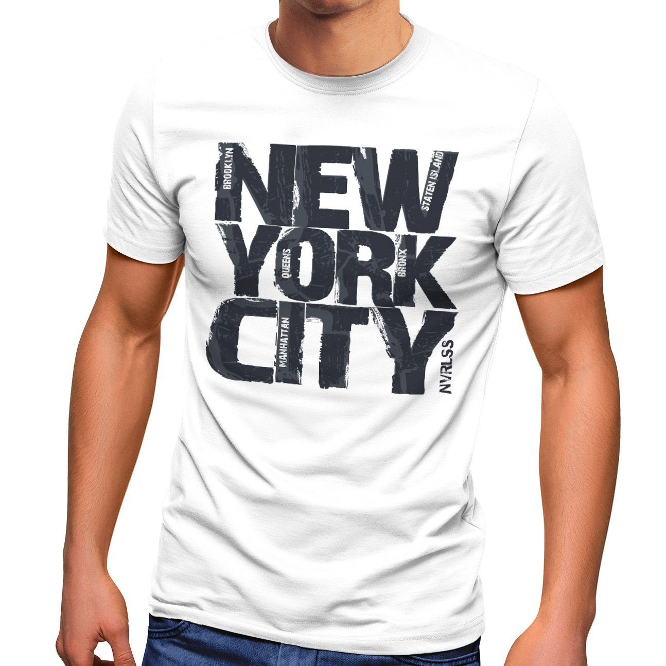 Neverless Print-Shirt Herren T-Shirt New York City Schriftzug Print Fashion günstig online kaufen