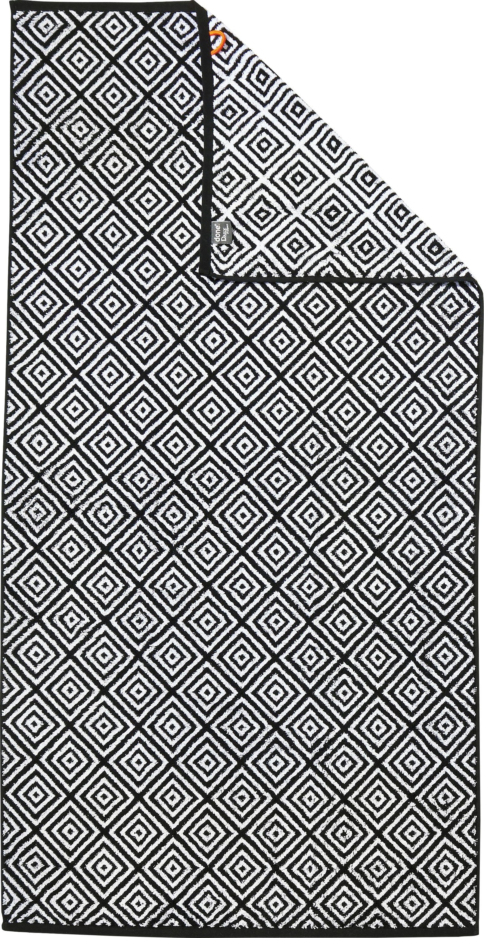 done.® Duschtuch Daily Shapes Diamond, Rauten Muster Jacquard-Walkfrottier Jacquardgewebe, schwarz-weiß (1-St), modernes