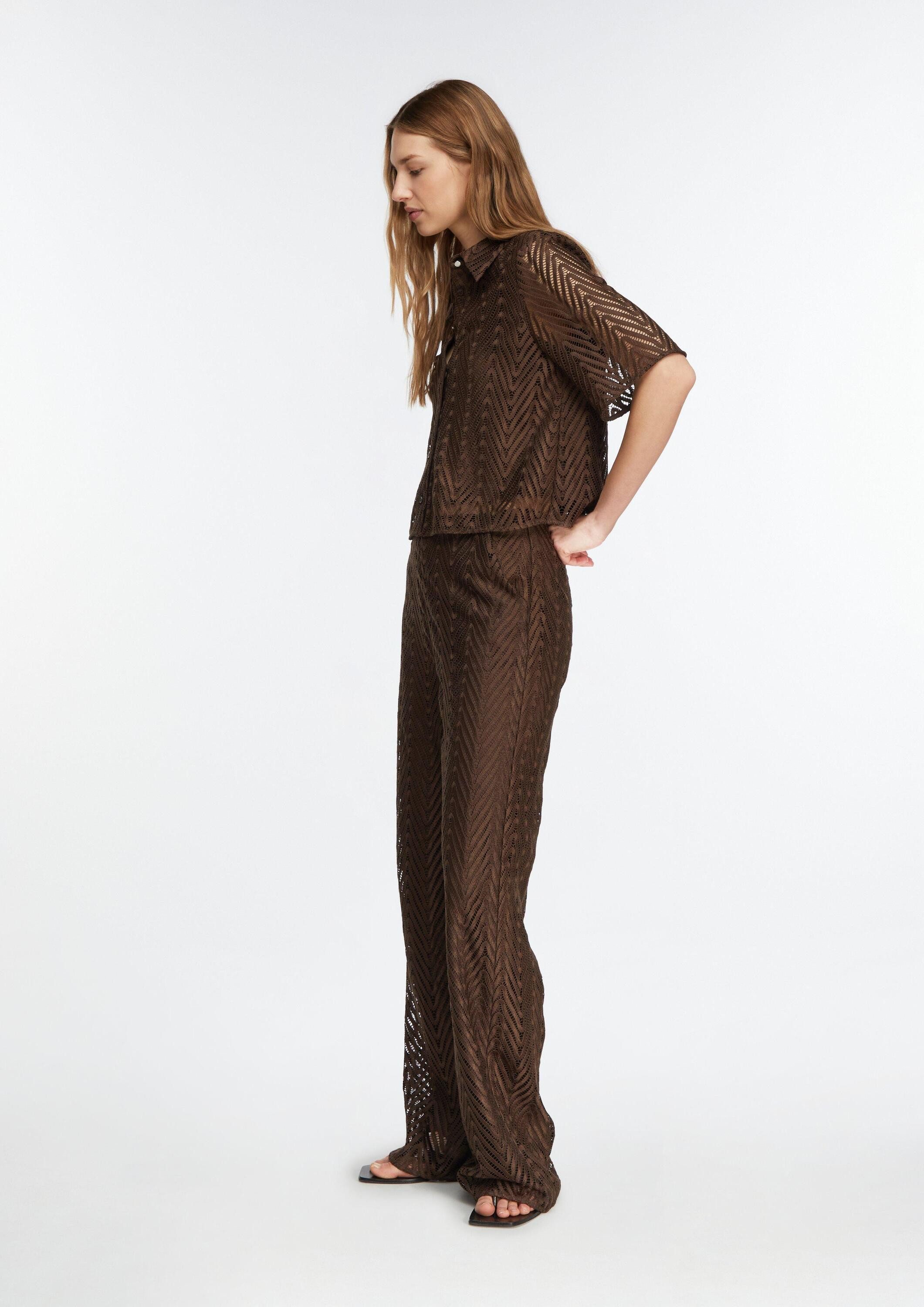 comma Chinos Hose Wide-Leg-Hose aus Spitze mit Viskose-Futter – Bild 5 von 5