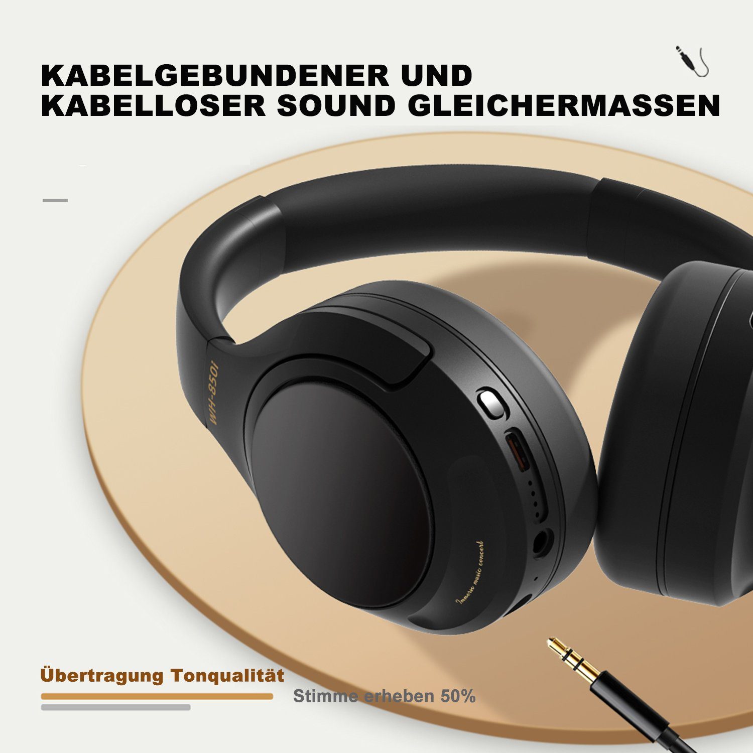 Ear Kopfhörer, aktiver Cancelling Bass,ANC mit Kopfhörer IBETTER Over-Ear-Kopfhörer Kopfhörer Geräuschunterdrückung) Kopfhörer,Over Bluetooth Over-Ear-Kopfhörer Bluetooth Heavy (Bluetooth 5.3,Noise