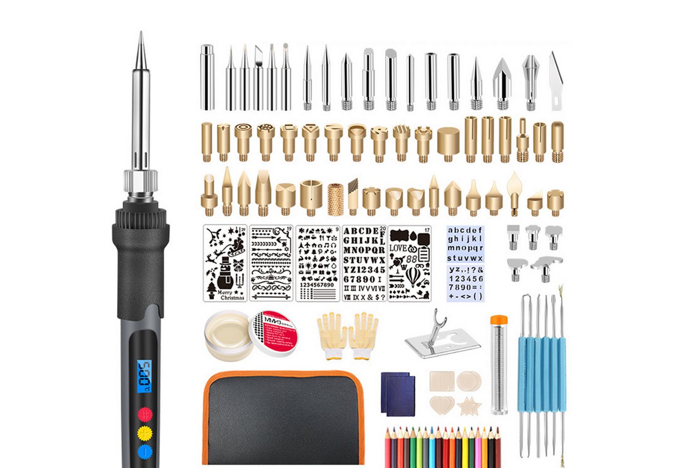 Thumbnail - YINDN Lötkolben 110pcs Lötset, Elektrisches Lötkolben-Set, Brandmalerei, max. 500 °C, Brandmalkolben Set, Lötkolben Set,...