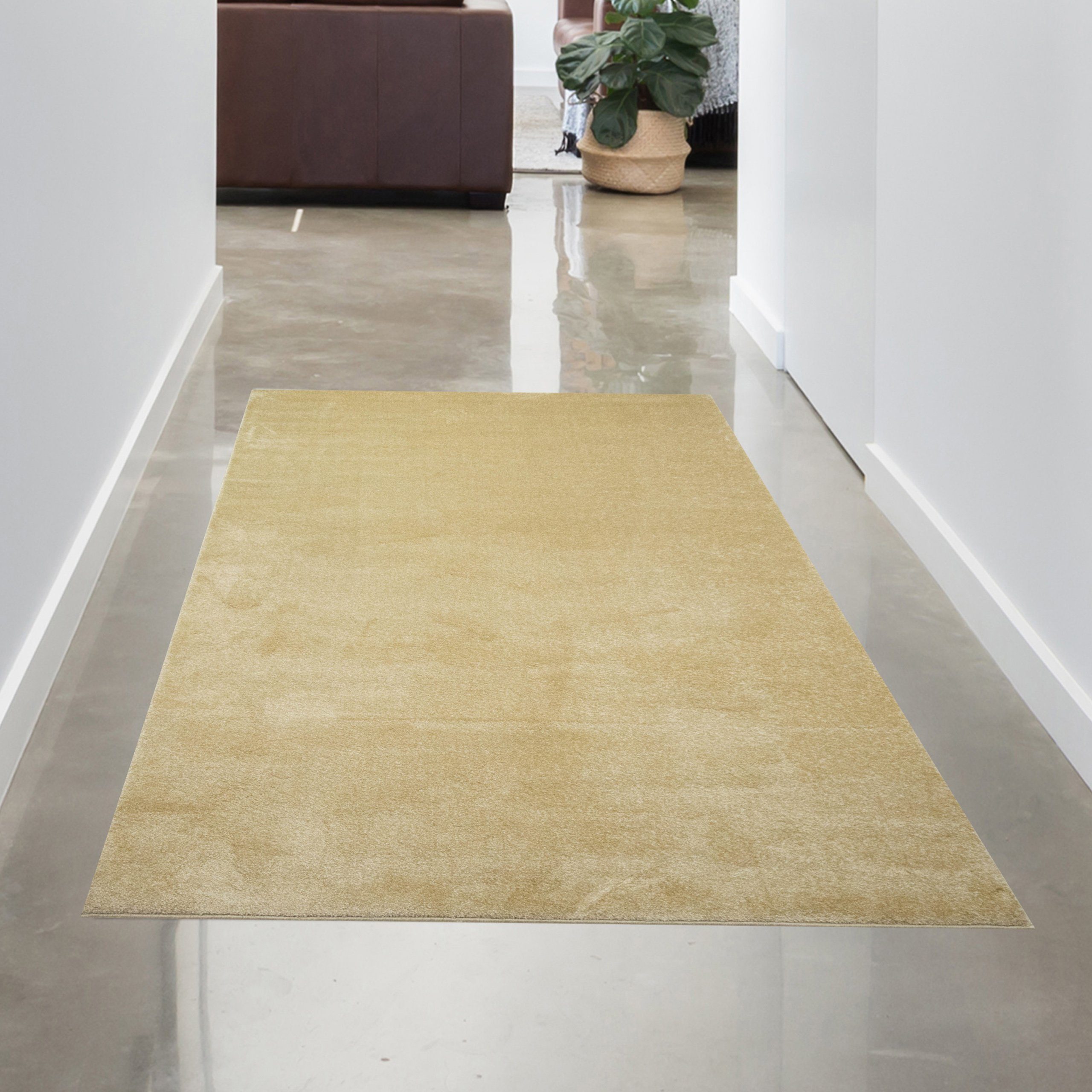 Teppich Unidesign Teppich passend für viele Zimmer in gold, Carpetia, rechteckig, Höhe: 17 mm
