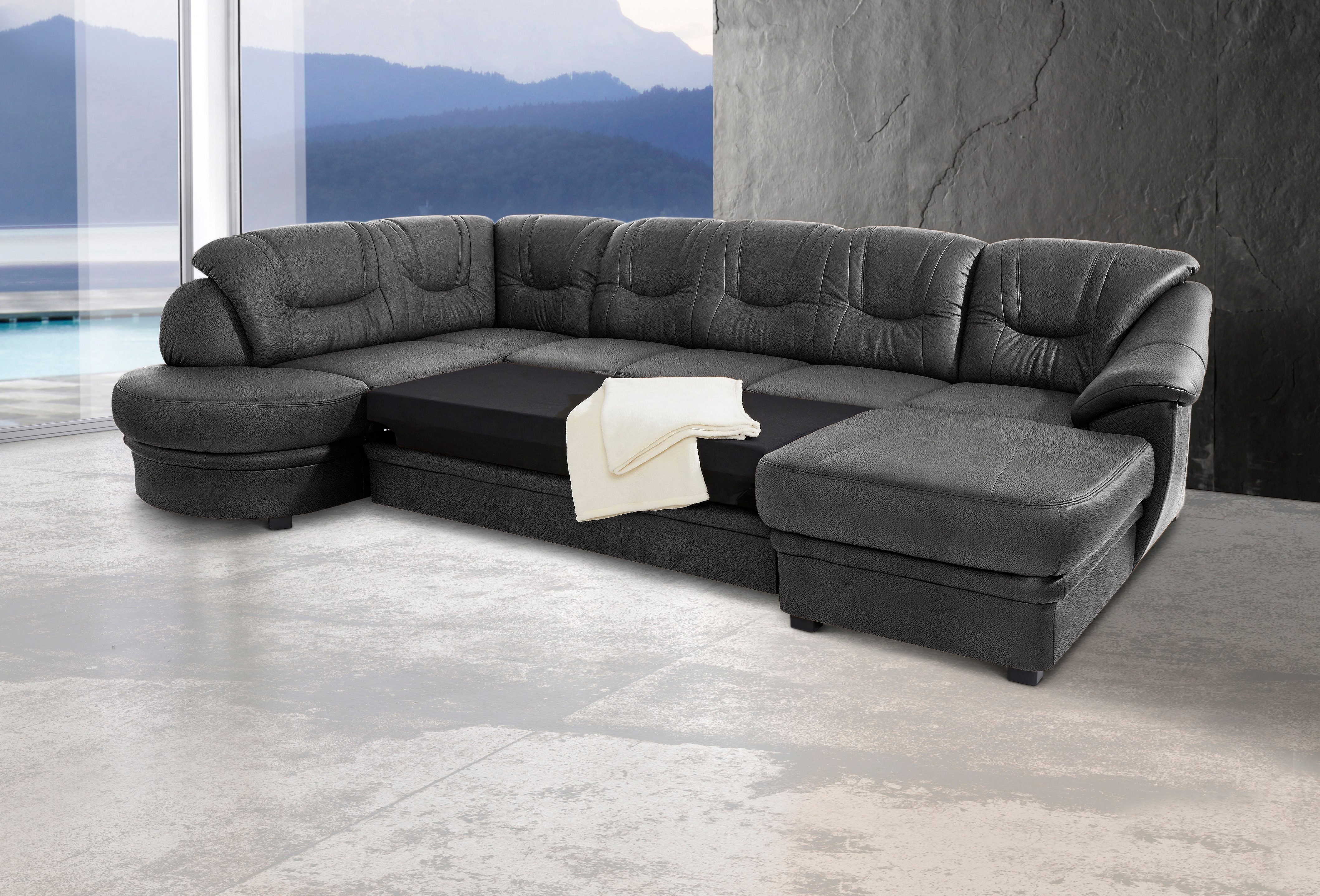 sit&more Wohnlandschaft "Riva U-Form", wahlweise mit Bettfunktion günstig online kaufen