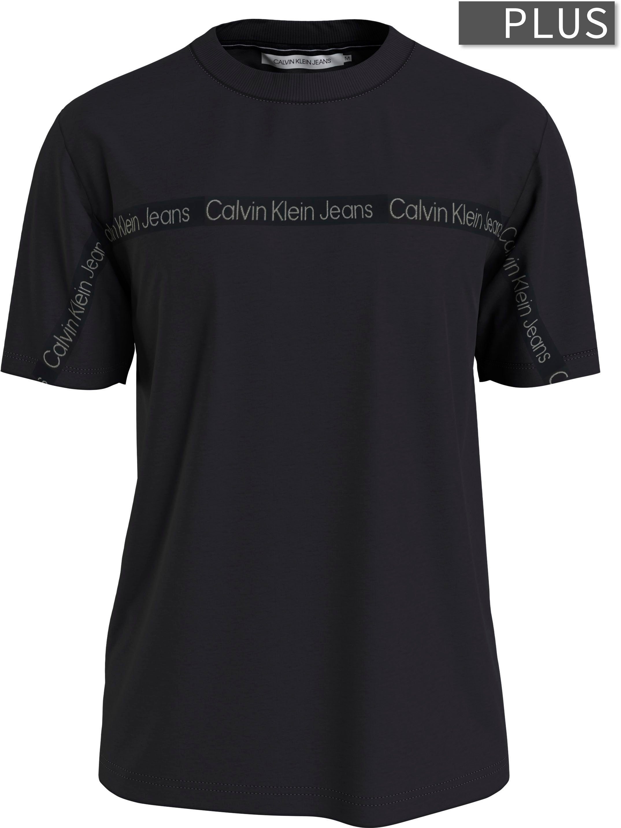 Plus Klein schwarz T-Shirt mit Calvin Rundhalsauschnitt Jeans