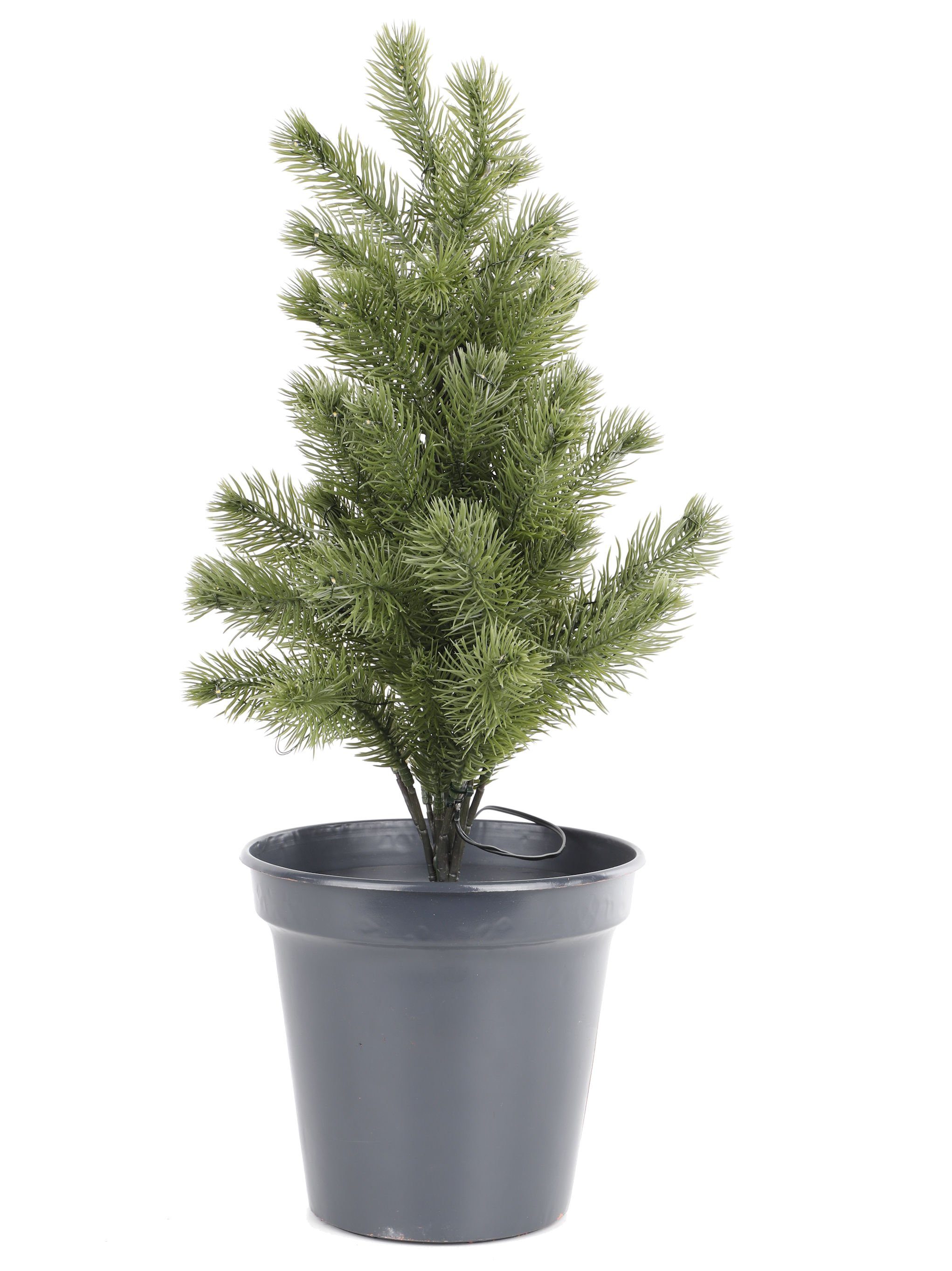55 Spetebo mit Kunst cm, Künstlicher - Tanne, Künstlicher Beleuchteter Weihnachtsbaum Christbaum im LED Weihnachtsbaum 50 Topf künstliche