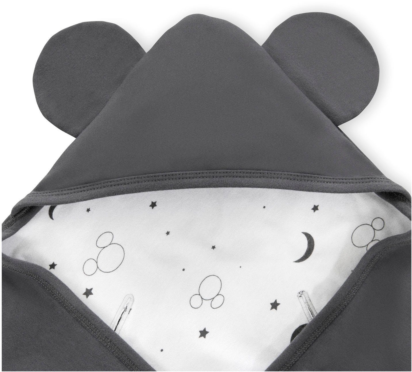 Babydecke mit Mickey Mouse Dream Einschlagdecke, Baby Snuggle Kapuze N Anthracite, Hauck,