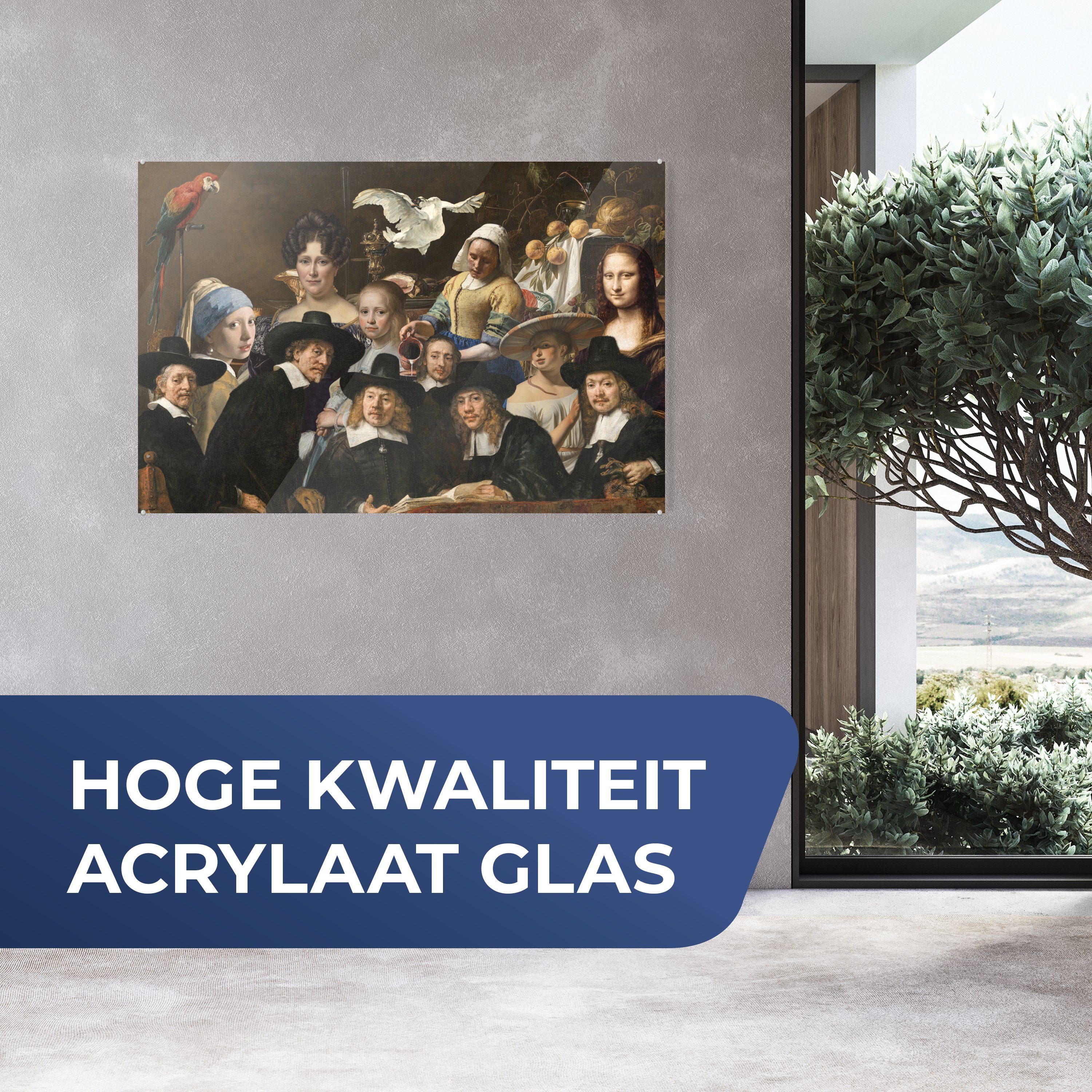 St), MuchoWow Acrylglasbilder Wohnzimmer Collage, Schlafzimmer bunt - (1 & Alte Meister - Acrylglasbild Gemälde