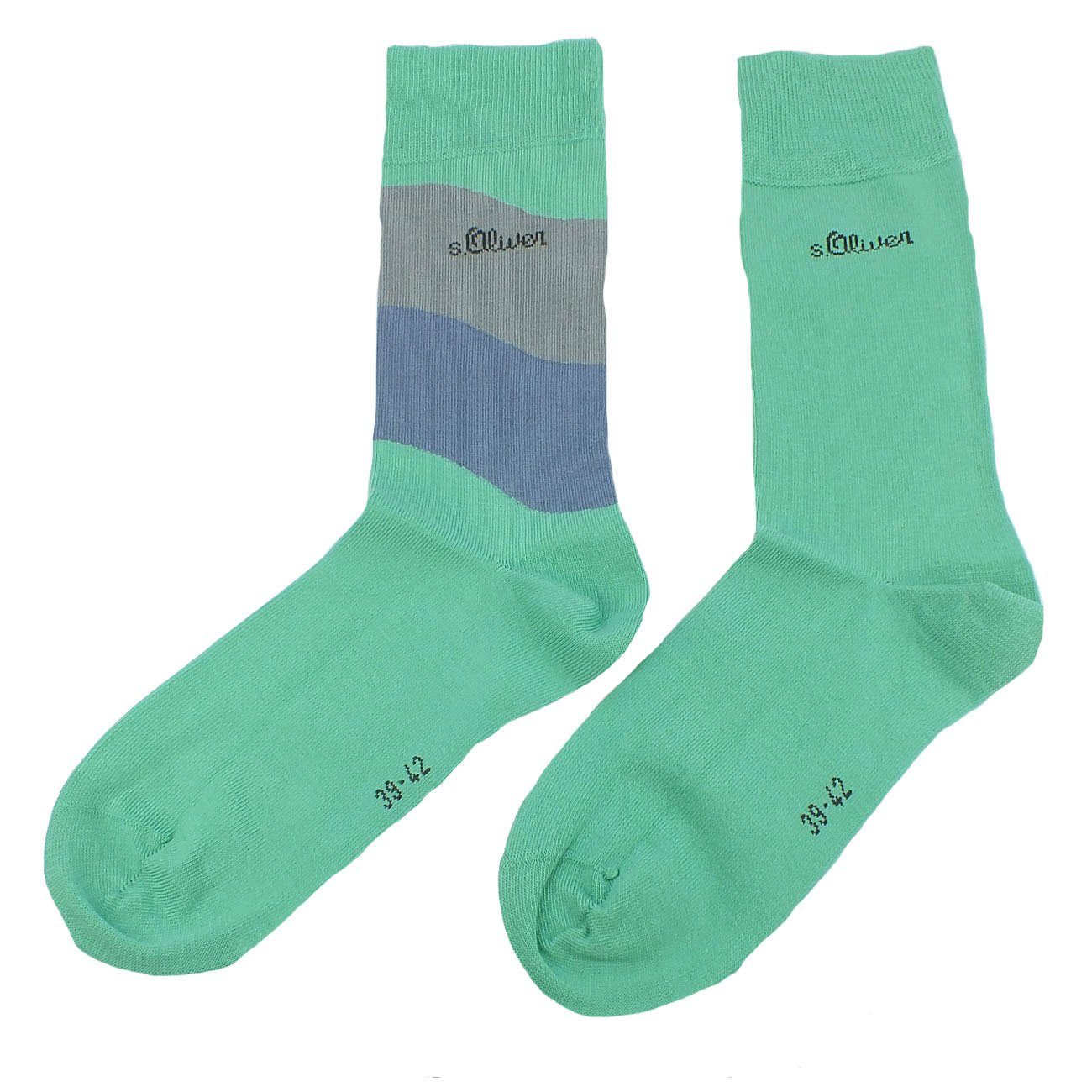 s.Oliver Langsocken S20219 (Packung, 2-Paar, 2 Paar) Herren Damen Unisex Business Socken Baumwolle 35 green