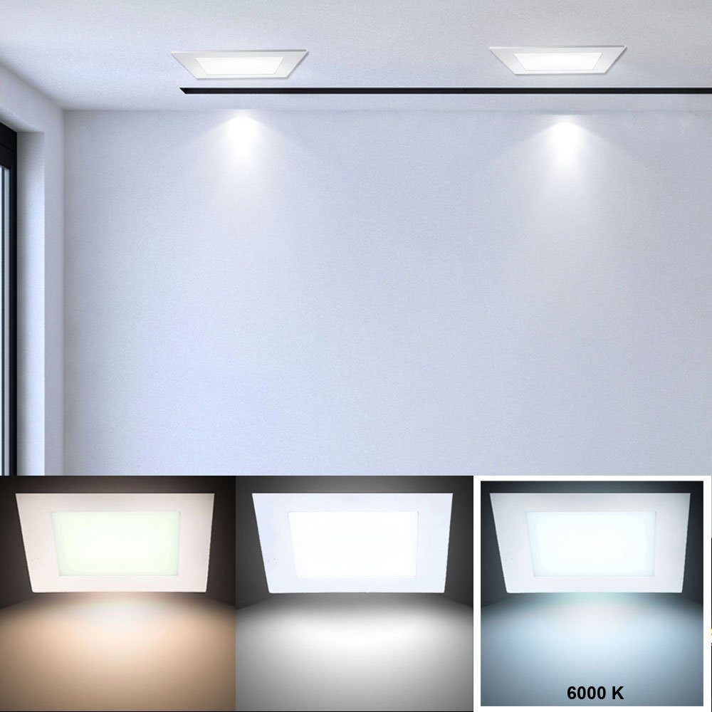 Wohn Decken kaltweiß Panel, Zimmer Set fest Kaltweiß, verbaut, etc-shop 6er Wand LED Einbau LED-Leuchtmittel Raster LED