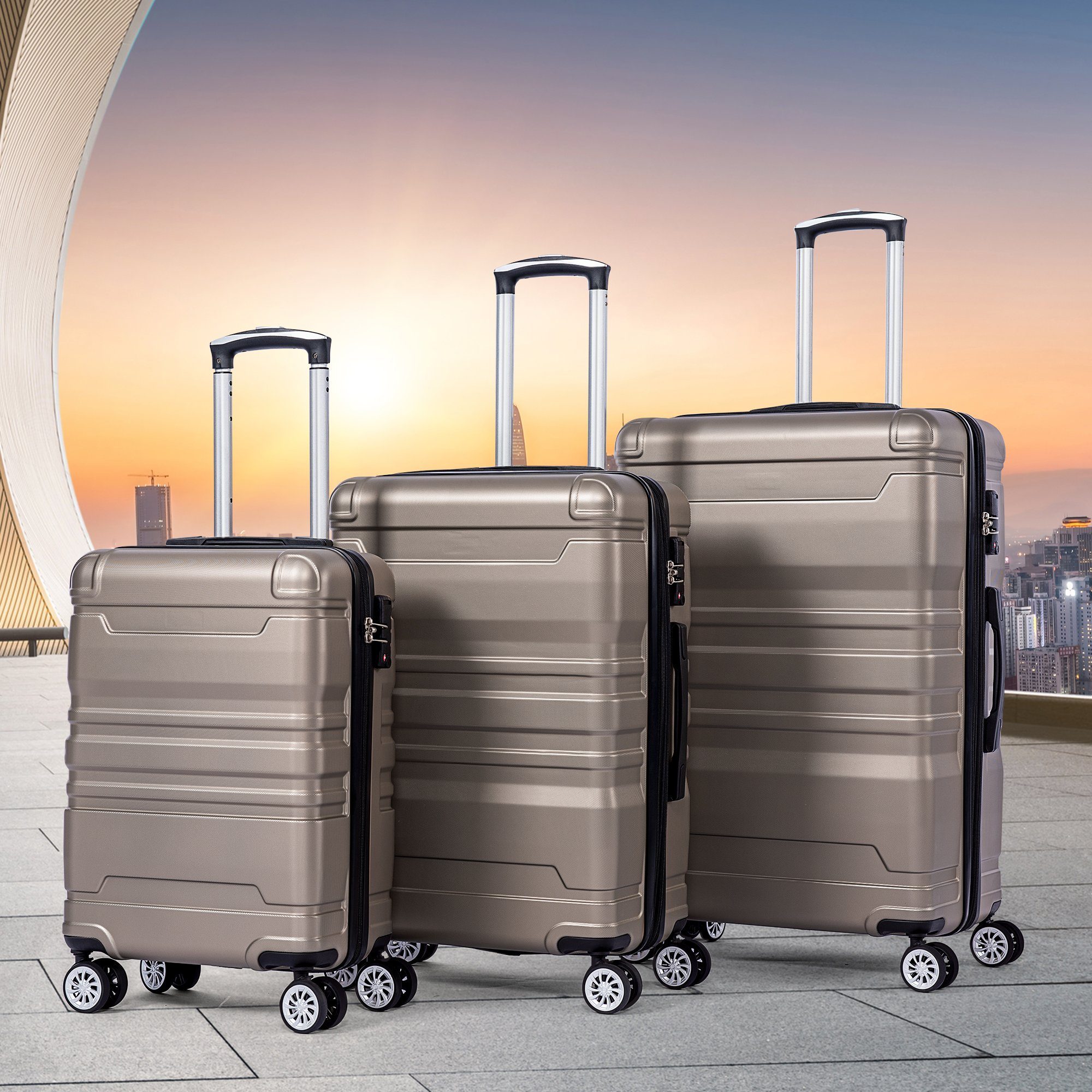 Odikalo Handgepäckkoffer Handgepäck m. TSA-Schloss & Universalrad,Erweiterbar,3 Set,vieleFarbe