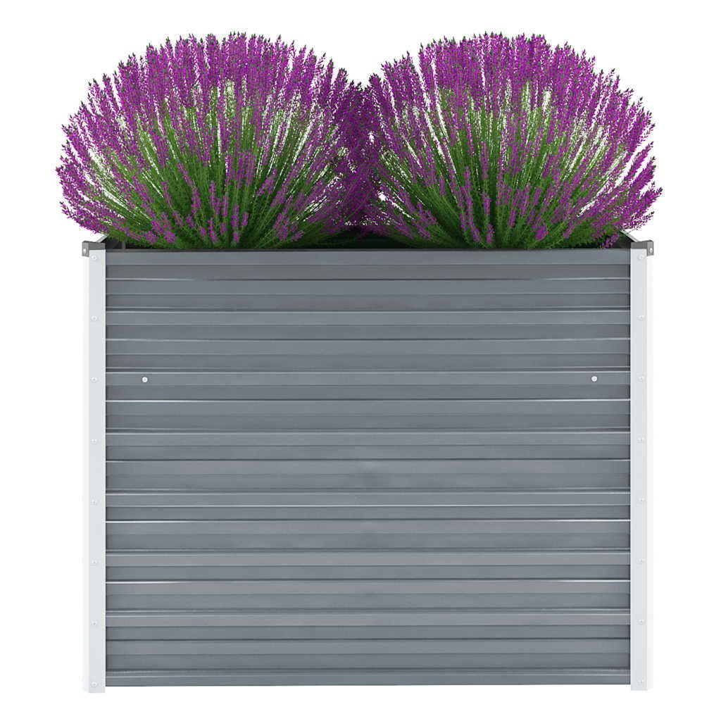 furnicato Hochbeet Garten-aus verzinktem Stahl 100 x 40 x 77 cm Grau, Witterungsbeständiges Gemüsebeet mit Drainage für den Garten