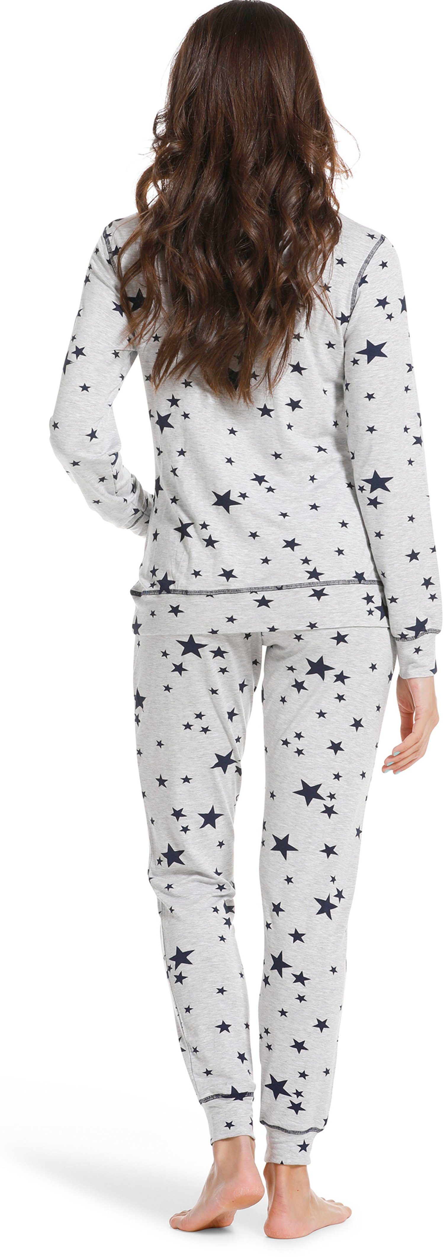 Design (2 tlg) Damen Sternen Modisches Rebelle Schlafanzug Schlafanzug mit