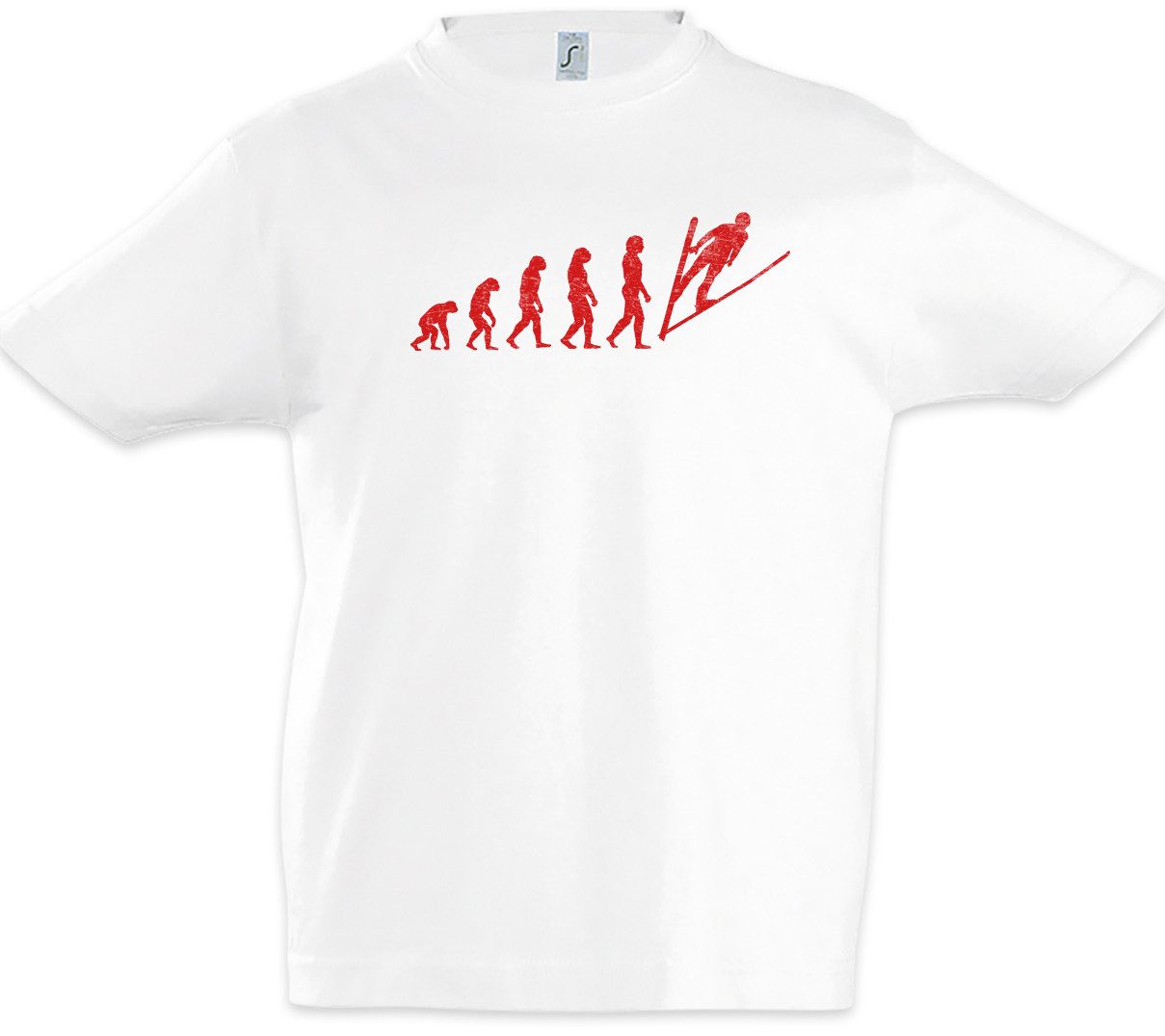 Print-Shirt Ski Jump Evolution Kinder T-Shirt Skispringen Skiflieger Skispringer