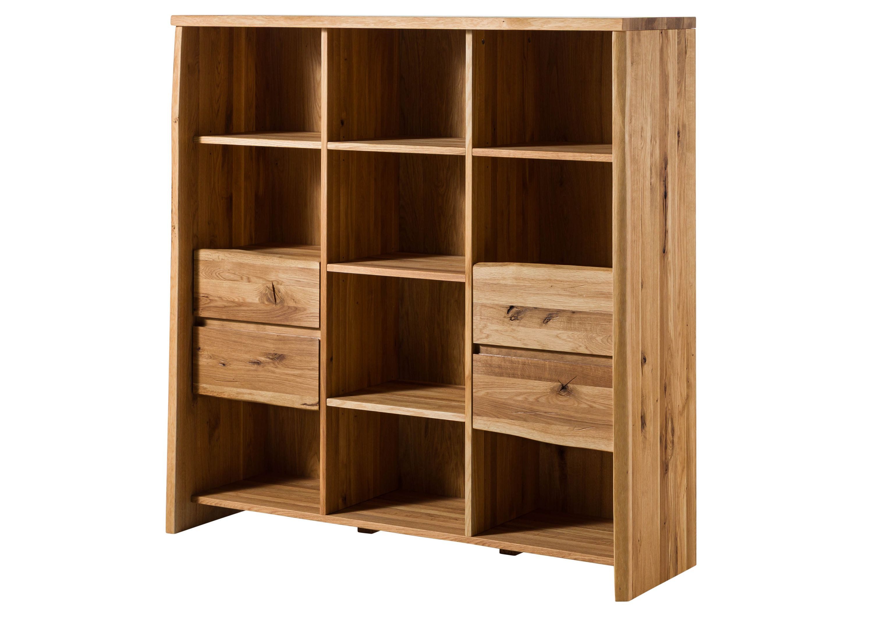 Massivmoebel24 Bücherregal PURE OAK, 1-tlg., Wildeiche 142x45x147 natur geölt PURE OAK #110