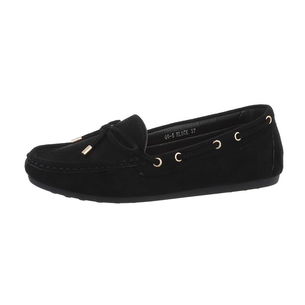 Ital-Design Damen Mokassins Freizeit Slipper (85743940) Flach Mokassins in Schwarz