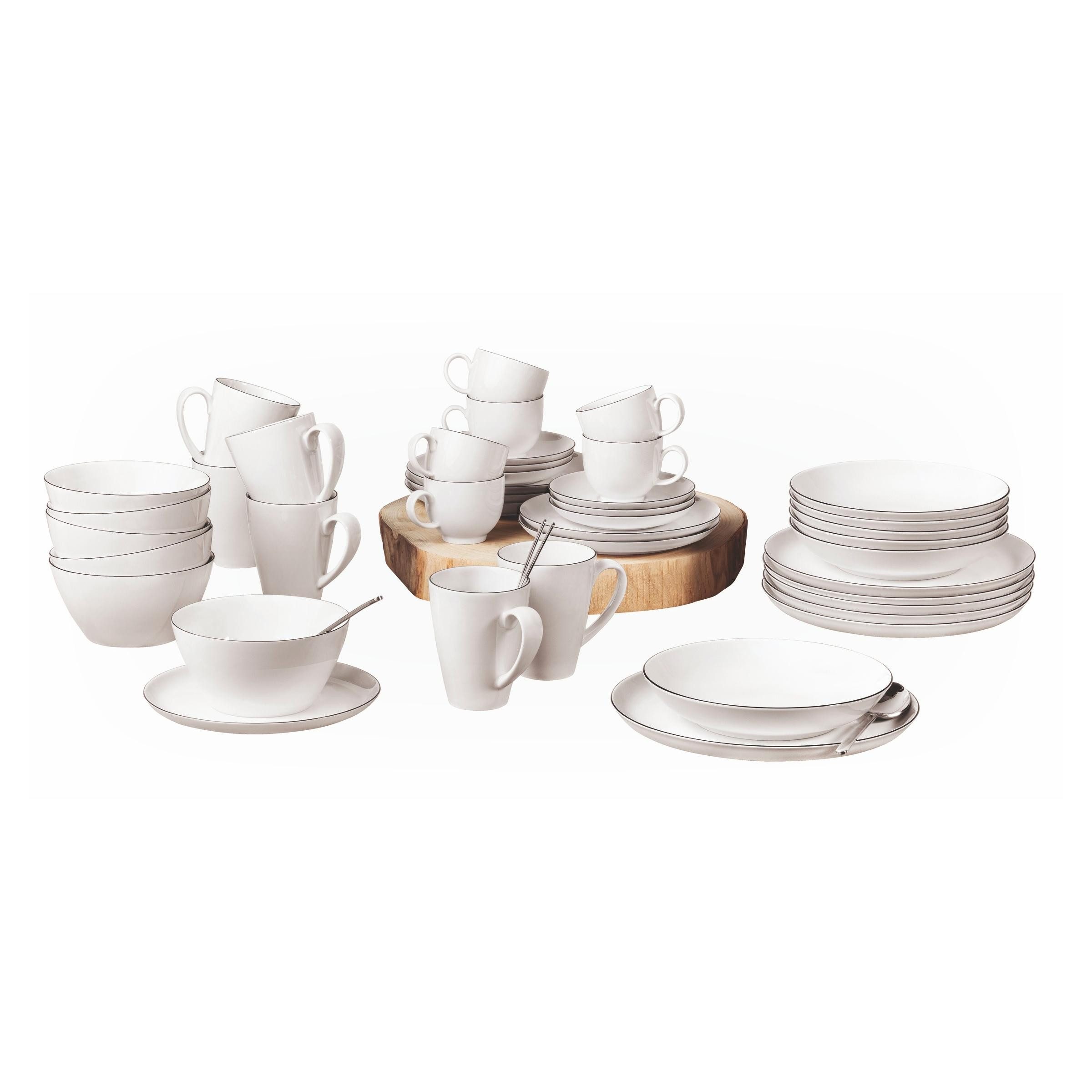 Seltmann Weiden Kombiservice Kombiservice 42-tlg. mit Müslischalen (42-tlg), 6 Personen, Porzellan, Porzellan, spülmaschinenfest, mikrowellengeeignet, Made in Germany