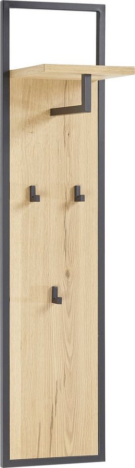 MCA furniture Garderobenpaneel Yorkshire, Breite ca. 30 cm, Kleiderstange  und Haken Metall in schwarz matt