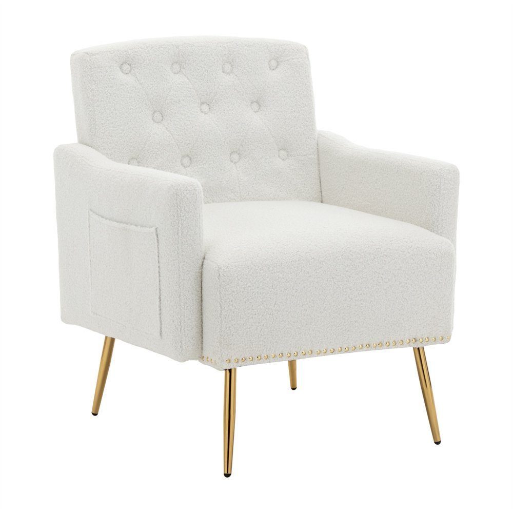 DOTMALL Armlehnstuhl Moderner,Teddy-Samt-Freizeitstuhl, gepolsterter Sessel (1 St) Weiß | Stühle