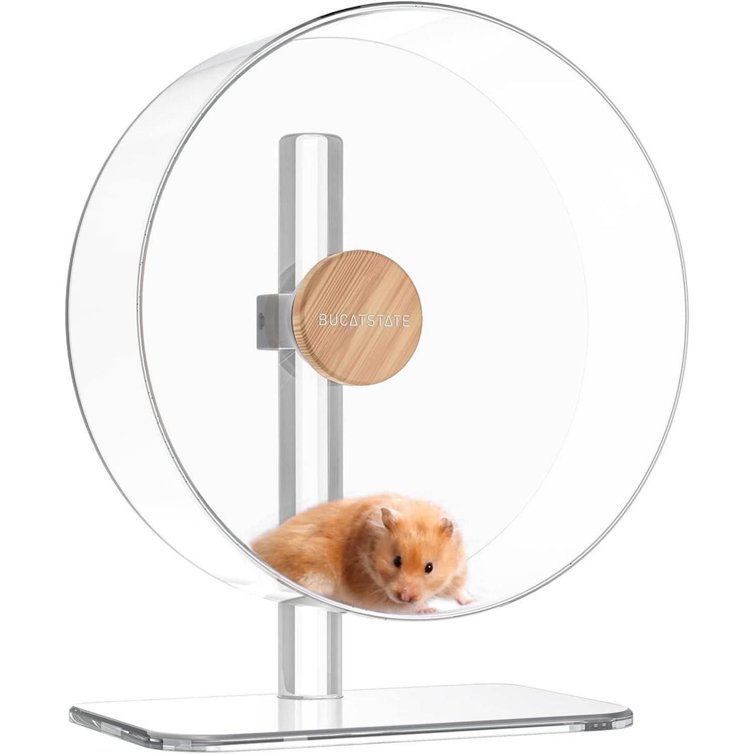LuxusKollektion Tierlaufrad Laufrad Hamster 32cm Acrylic Transparent Verstellbare Basis Leise fur