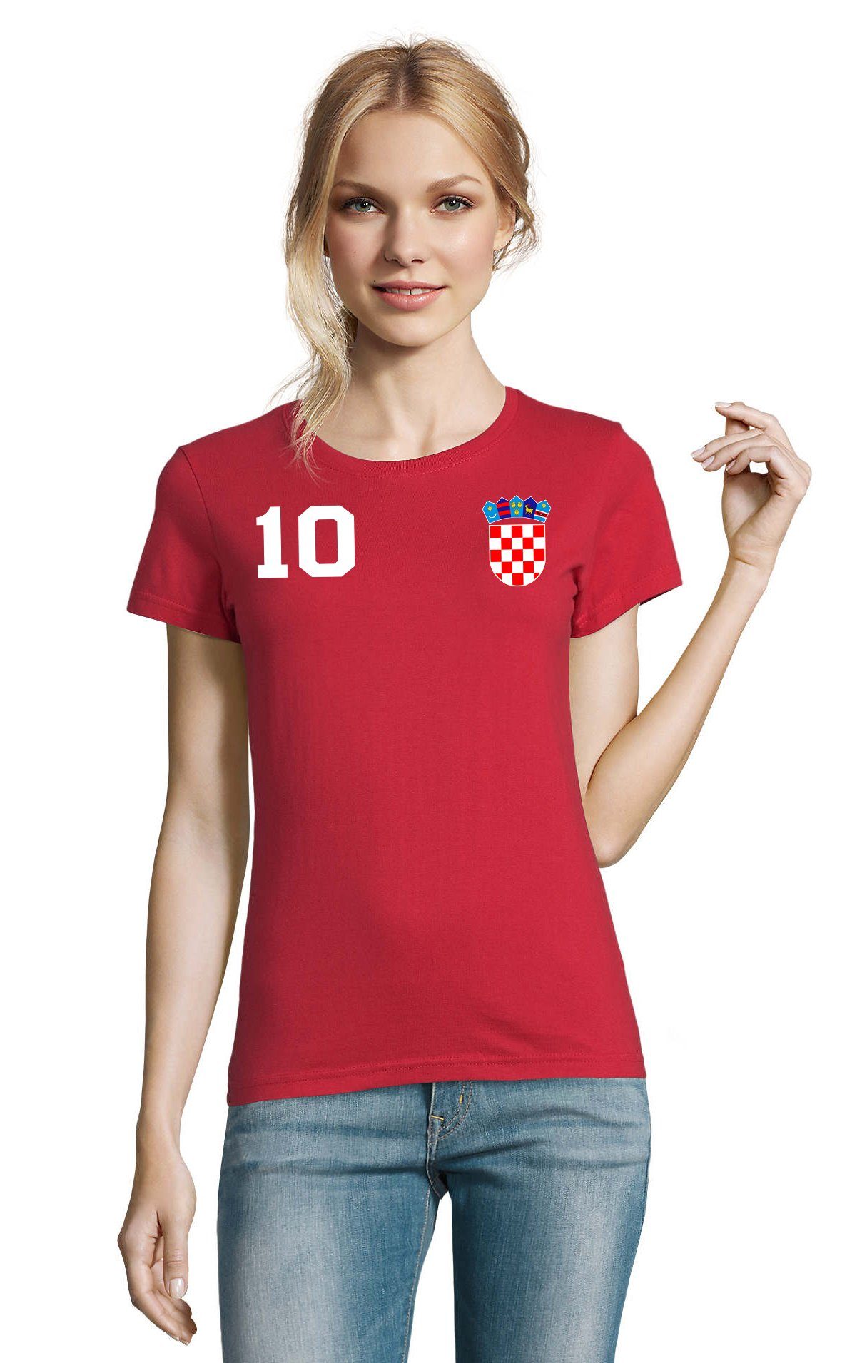 Blondie & Brownie T-Shirt Damen Kroatien Hrvatska Sport Trikot Fußball Meister WM EM