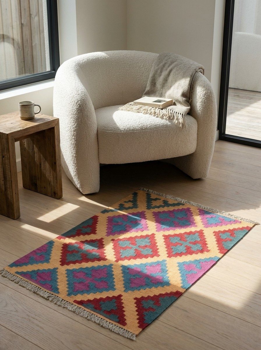 Looma Teppich Kelim Gashgai 89x67cm, rechteckig, Höhe: 5 mm, Gashgai, Schurwolle, Unikat