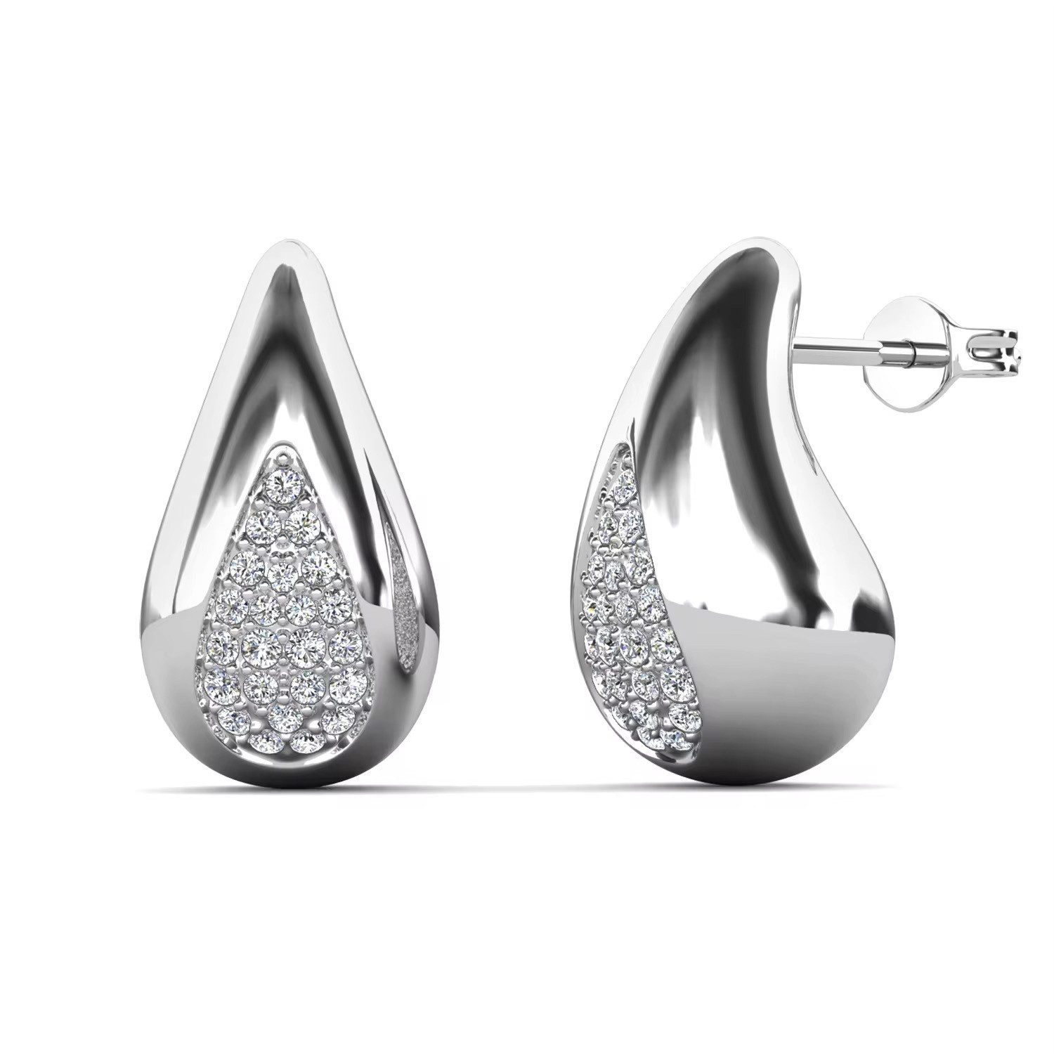 ROUGEMONT Paar Ohrstecker Funkelnde Damen Ohrstecker Drop-Design mit Kristall Besatz, Hypoallergen & Wasserfest