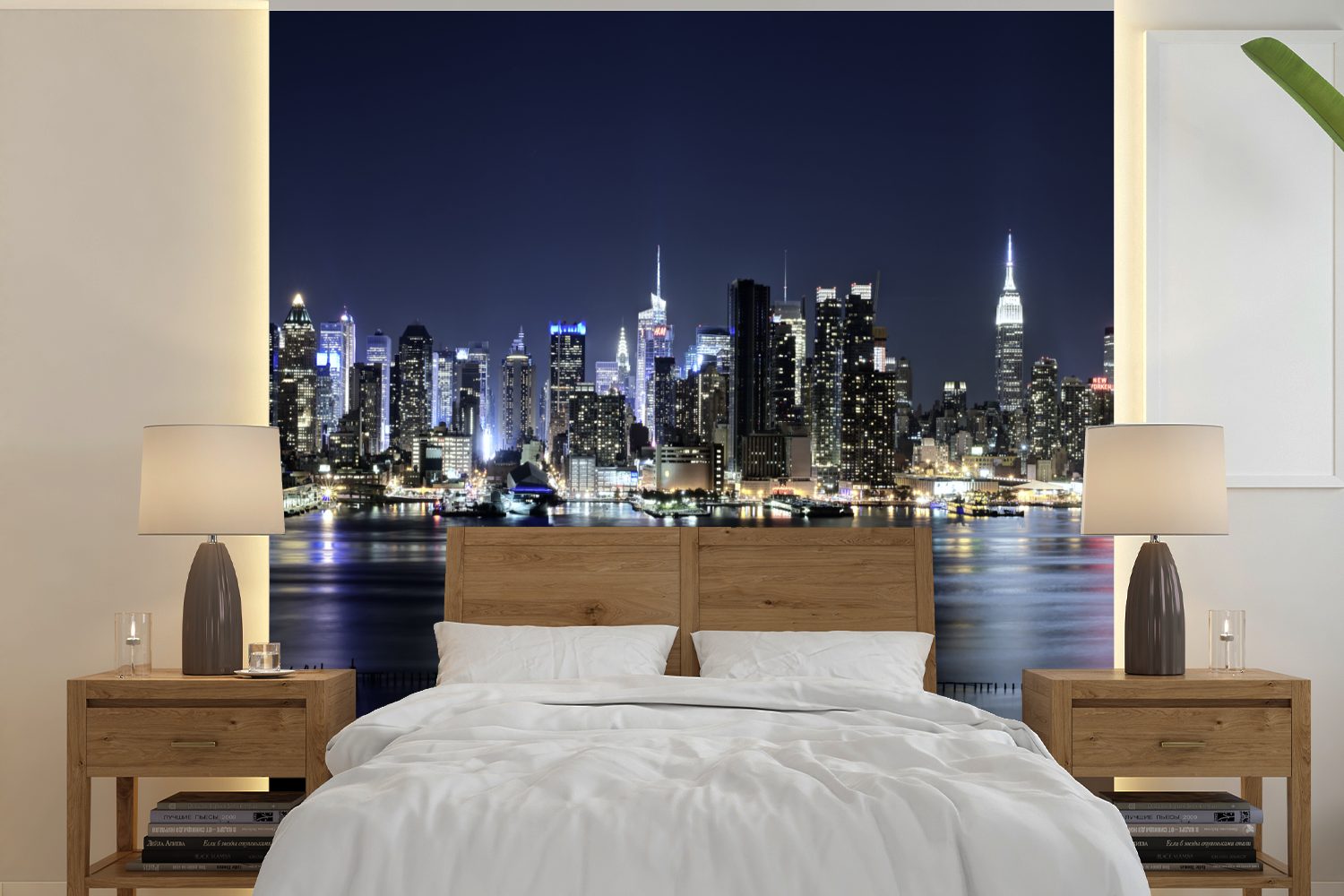 bedruckt, Licht (5 Tapete Vinyl oder Schlafzimmer, MuchoWow Skyline, Matt, für - Wohnzimmer Fototapete New York - Wandtapete St),