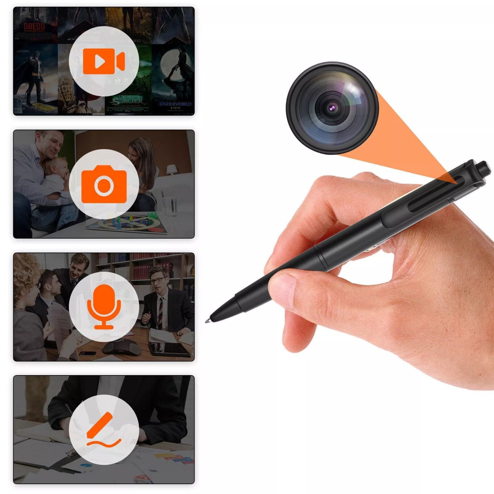 SpionProfi Überwachungskamera 64GB 4k Kugelschreiber Kamera Stift Spion Video Ton Bild Aufnahme (1-tlg., Versteckte 4K Kamera Spycam in Kugelschreiber Spion)
