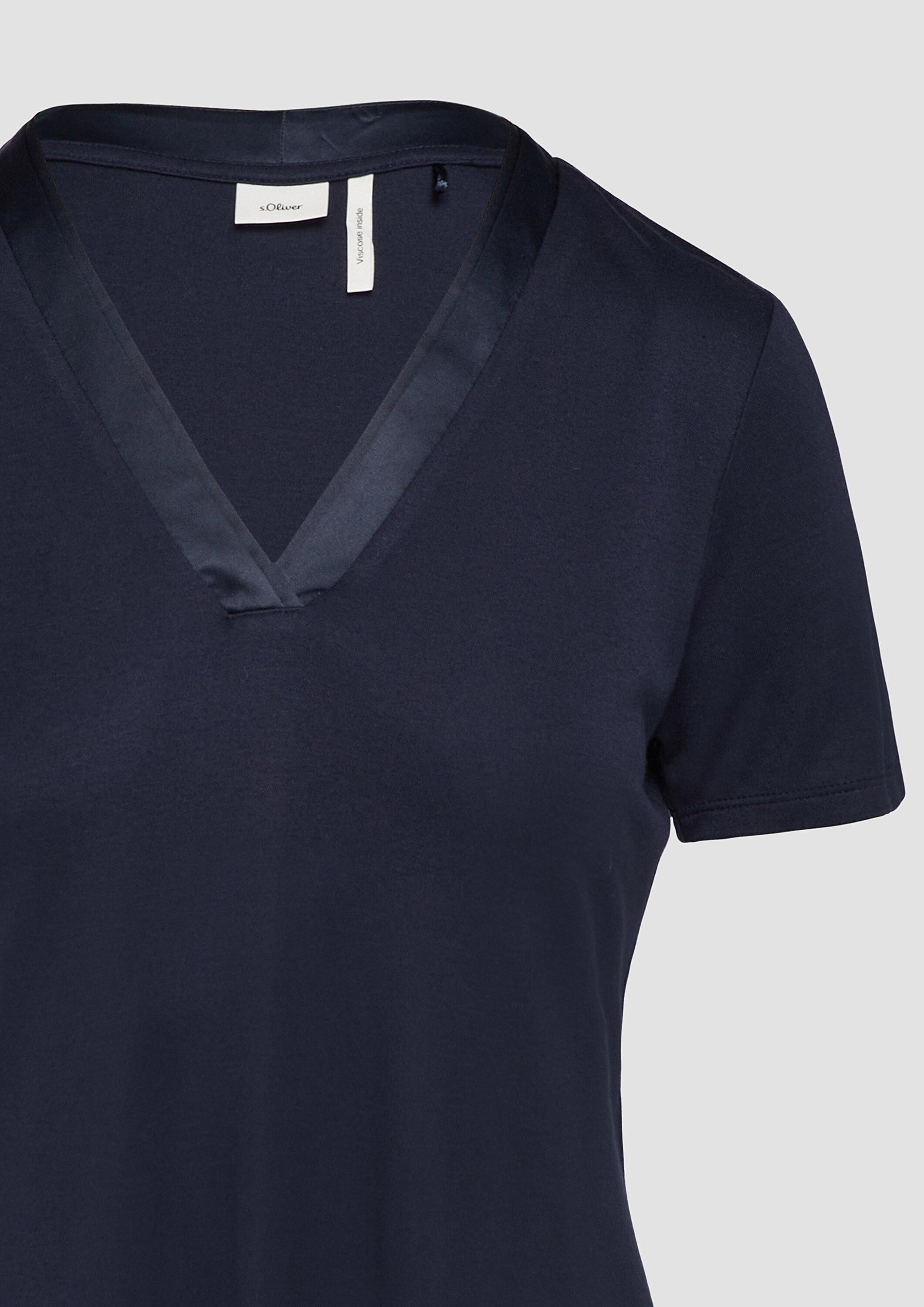s.Oliver Kurzarmshirt T-Shirt T-Shirt mit Satinausschnitt