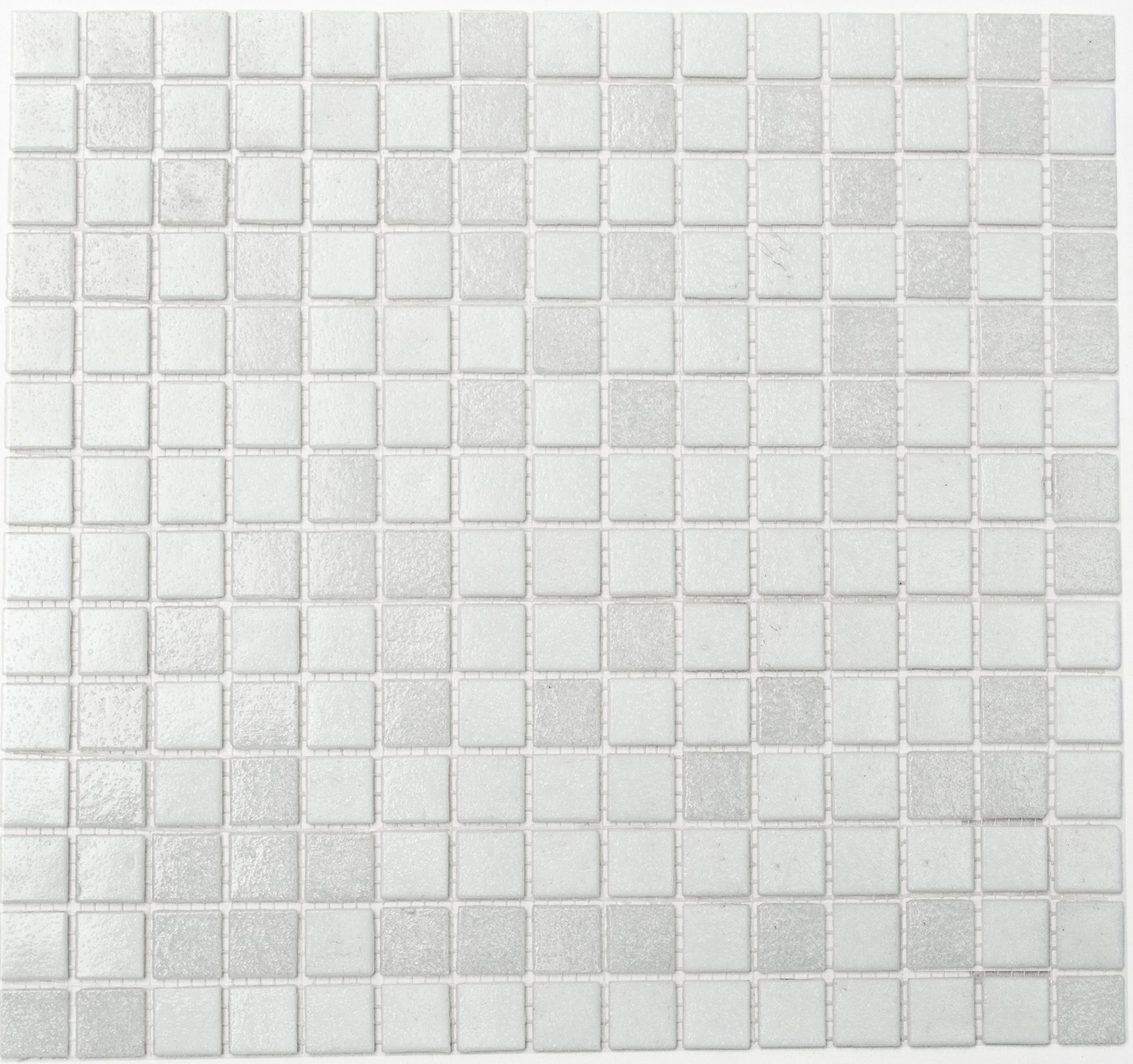 Mosani Bodenfliese Glasmosaik Mosaikfliesen weiß altweiss hellgrau Duschrückwand