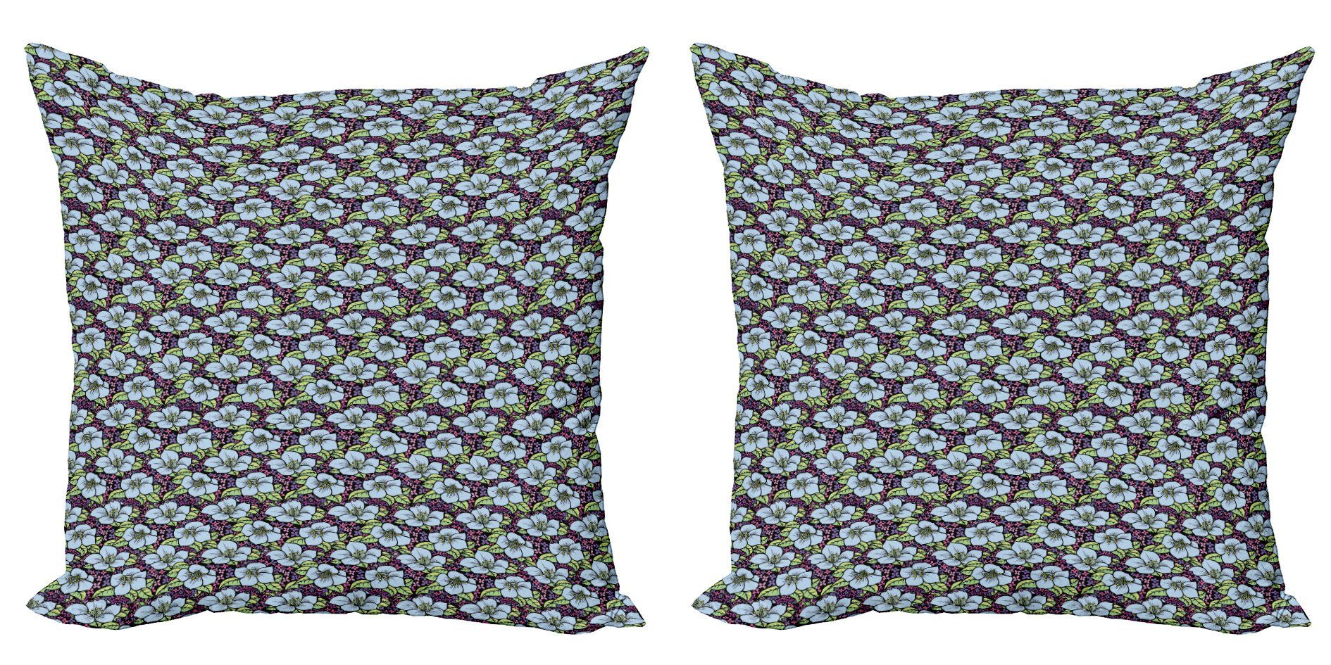 Kissenbezüge Modern Accent Doppelseitiger Digitaldruck, Abakuhaus (2 Stück), Blume Art-Muster | Kissenbezüge
