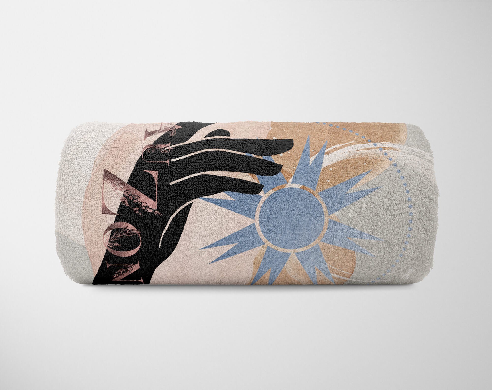 Sinus Art Handtücher Saunatuch (1-St), Baumwolle-Polyester-Mix Handtuch Spirituell, Hand Kunstvoll Handtuch Kuscheldecke Sonne Strandhandtuch