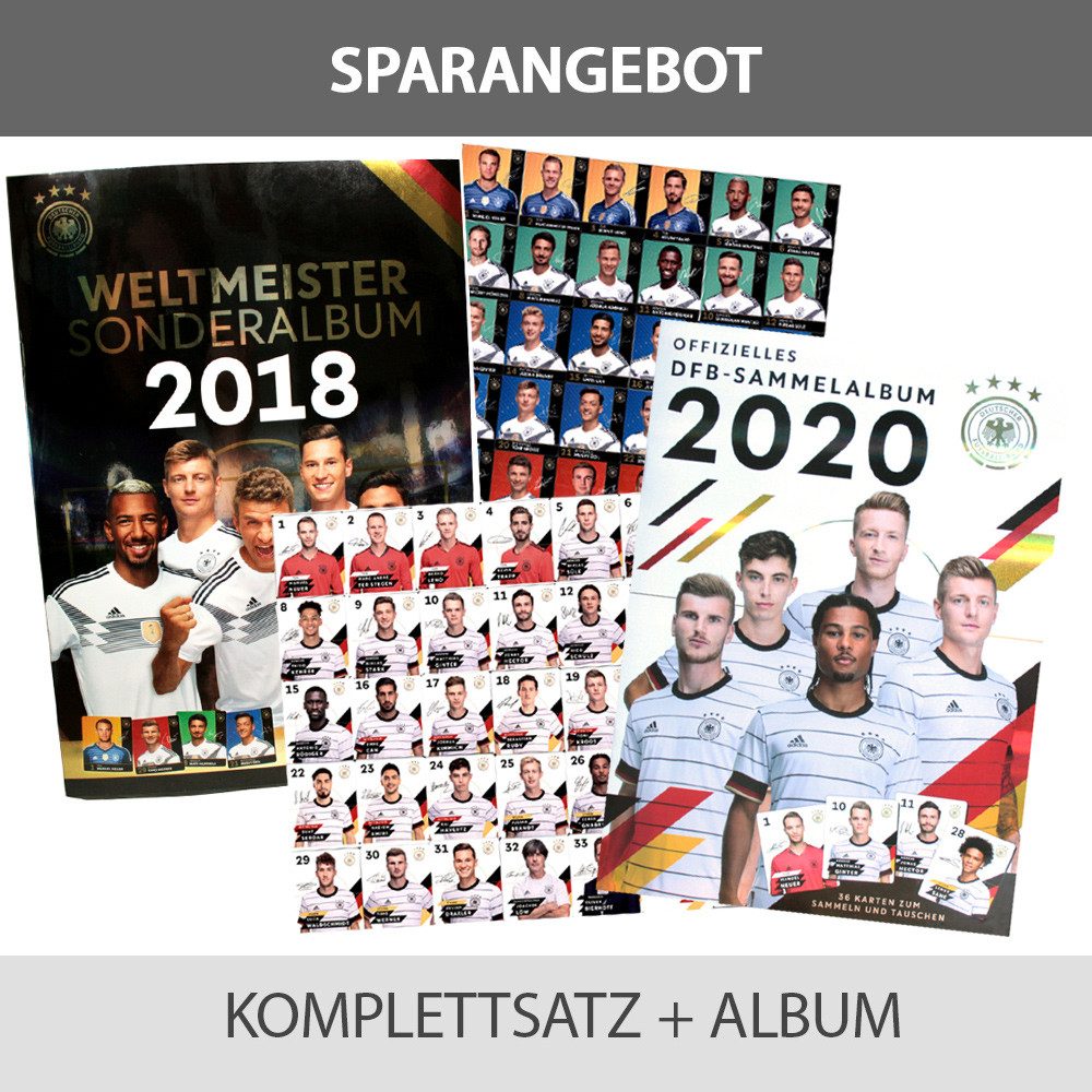 REWE Sammelkarte EM 2020 REWE + WM 2018 REWE Sammelkarten - je 1 Komplettsatz + Album
