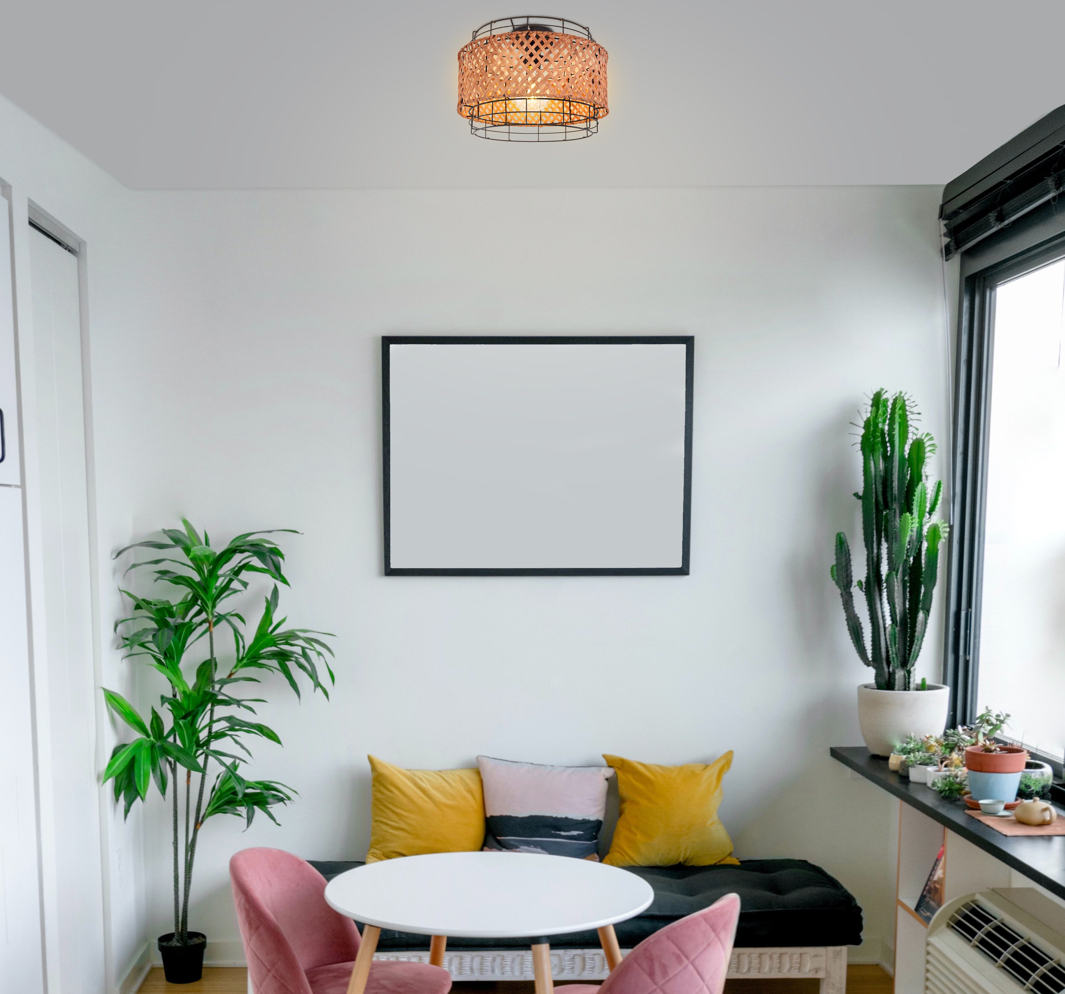 GLOBO LIGHTING Deckenleuchte GINA, ohne Leuchtmittel, Deckenlampe/Bambus/Geflecht/vintage/Wohnbereich