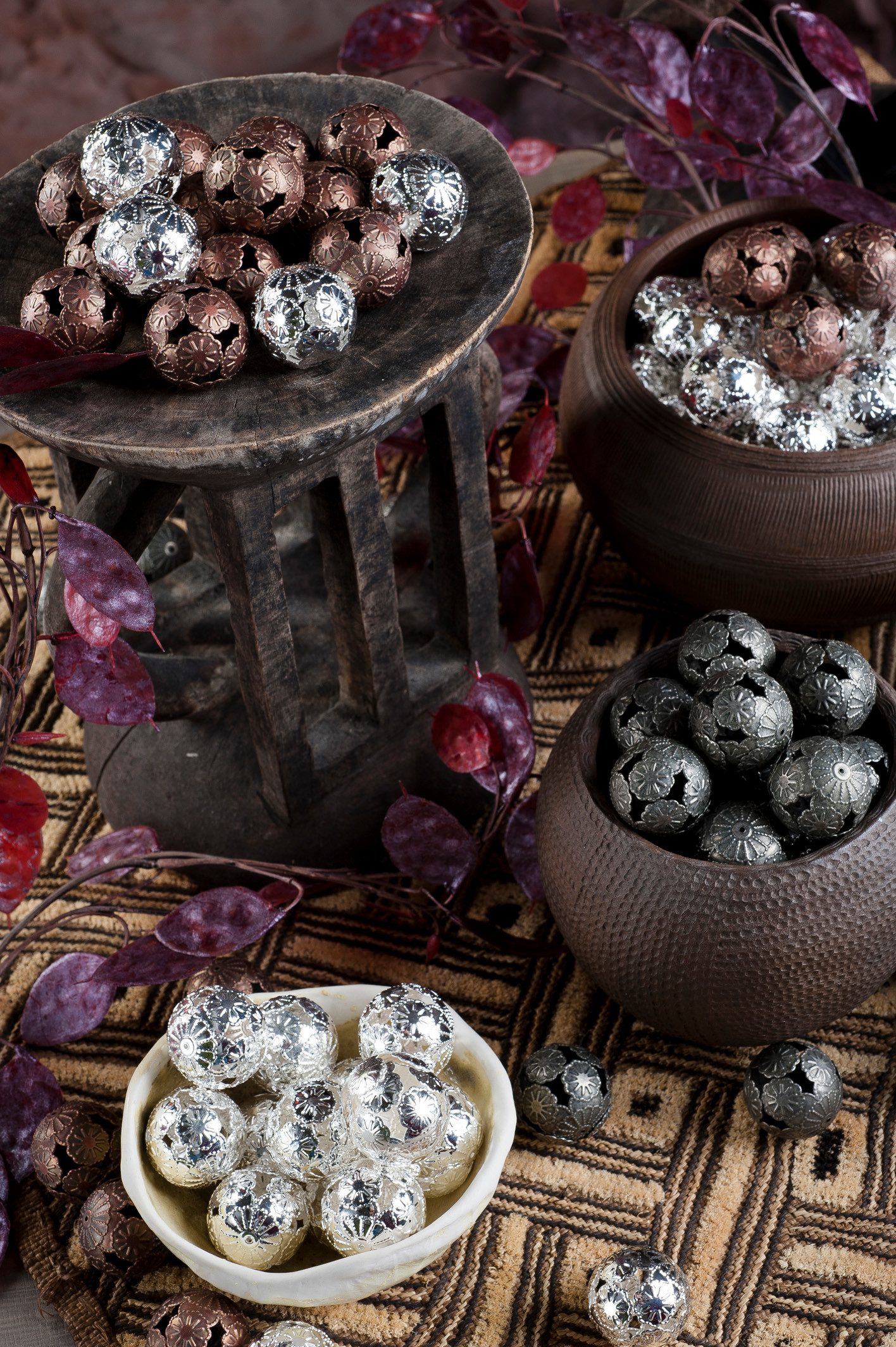 Eurosand Dekokugel METALL-KUGELN MARRAKESCH, ca. 28mm. 9 Stück. in Klarsichtbox GOLD