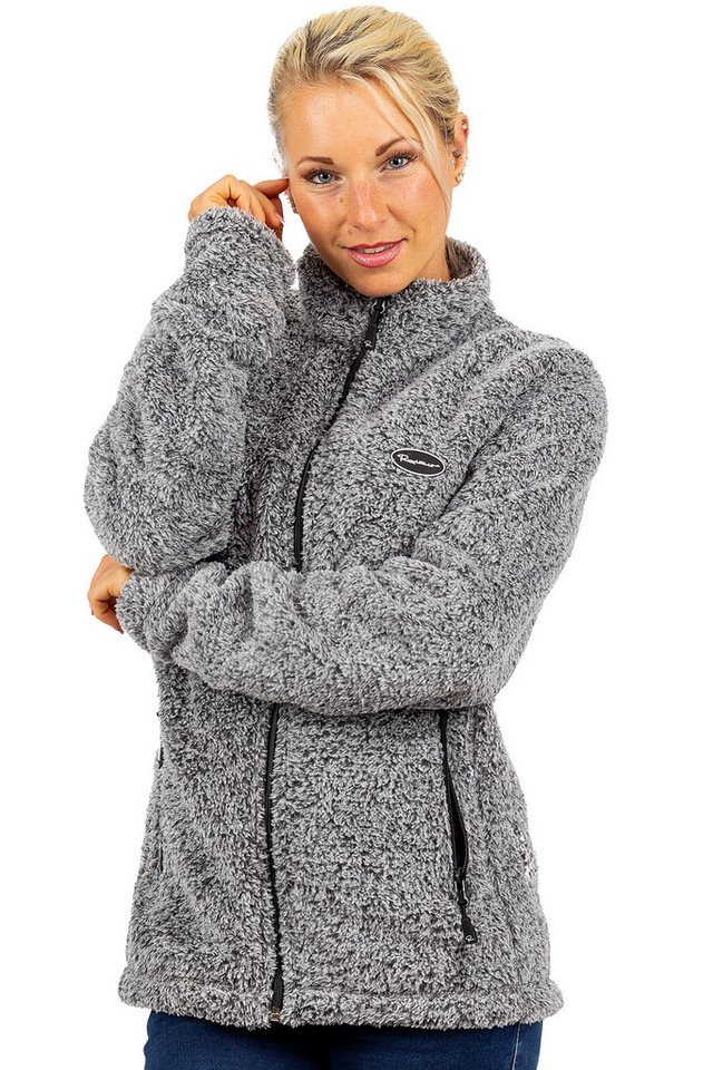 Reichstadt Fleecejacke Damen Regular Fit Flauschige Jacke Kuschelig 22RSW002 Extravagante Reißverschluss-Anhänger