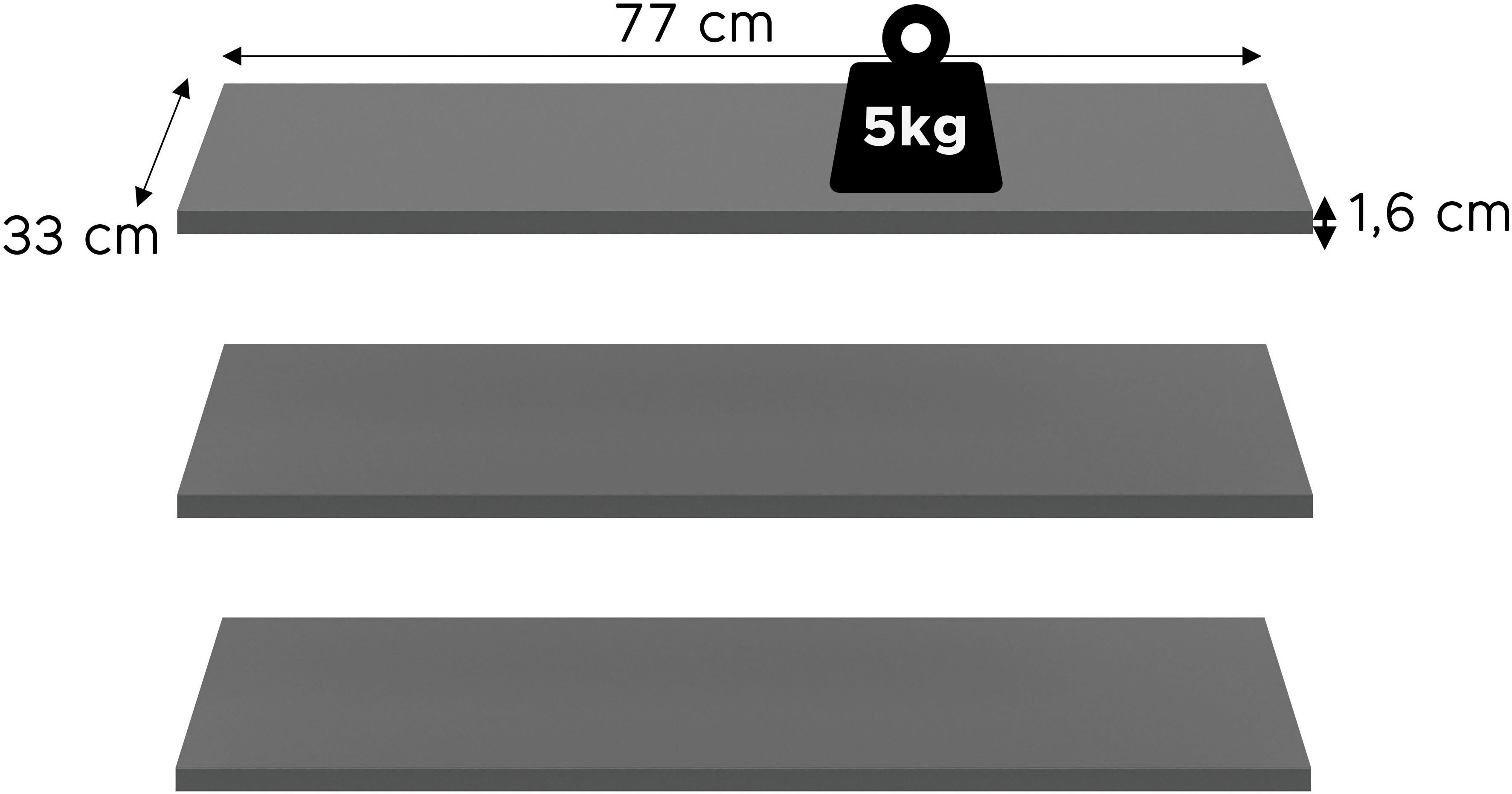 Home affaire Einlegeboden 3er Set, Breite 77cm (3 St), in verschiedenen Farben erhältlich, Fachböden, Böden, E-Böden,Bodenset
