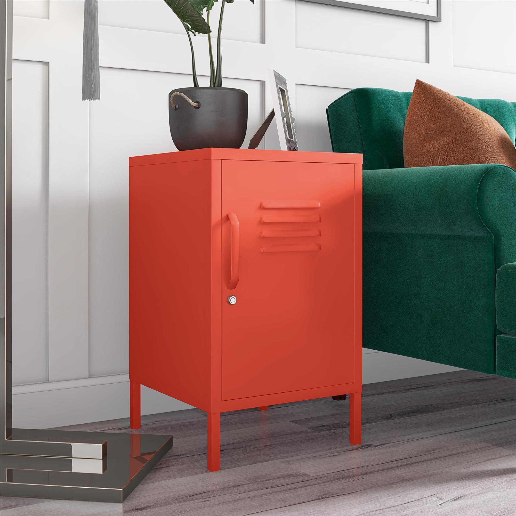 loft24 Nachtschrank Cache Metall im aus abschließbar, Retro-Design orange Spint-Look