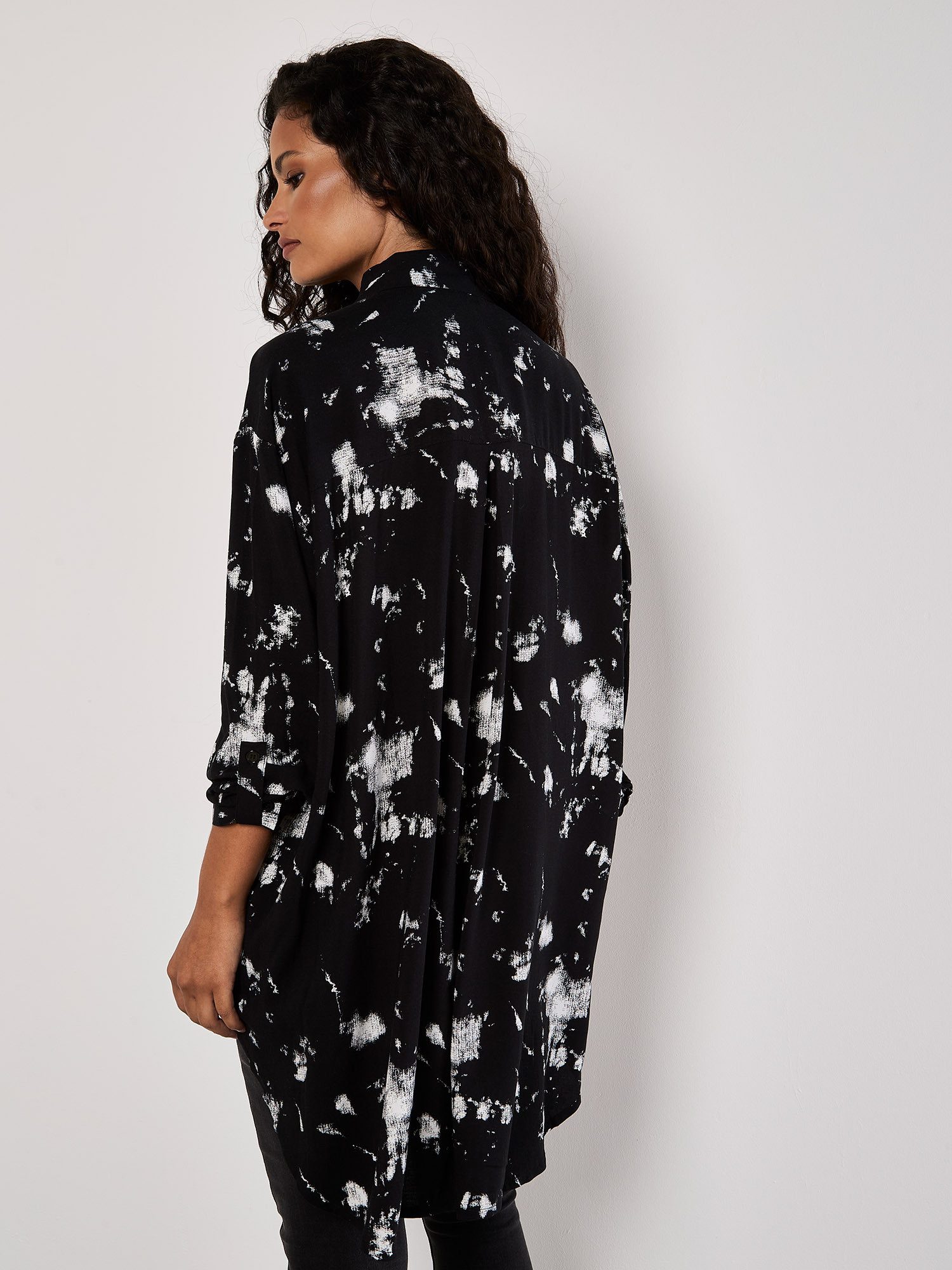 Apricot Tunika Longshirt mit Wolkendruck – Bild 4 von 4
